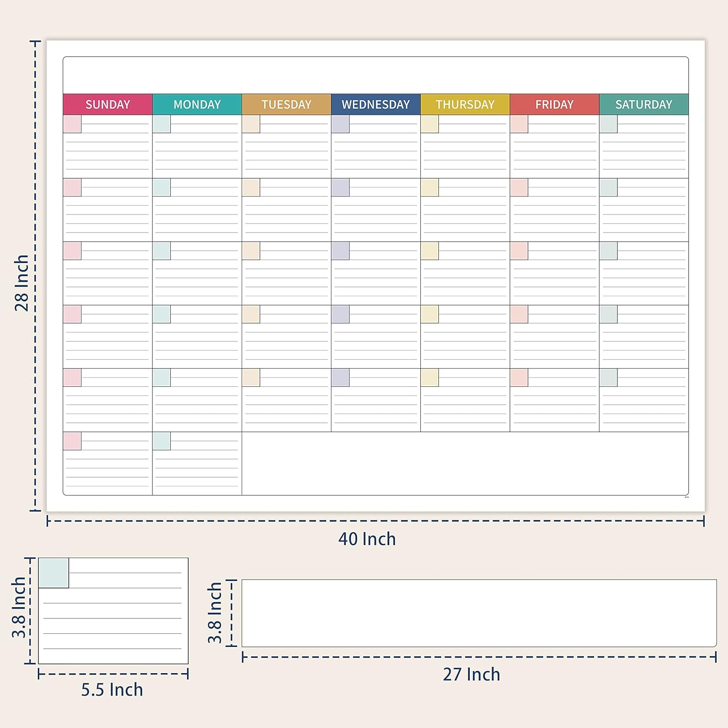 Large Dry Erase Calendar for Wall – Undated Dry Erase Calendar, Erasable Laminat