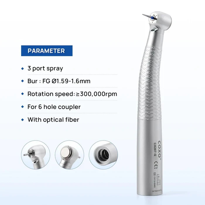 COXO Dental Handpiece Turbine High Speed Fiber Optic KAVO 6 Pin E-type Connector