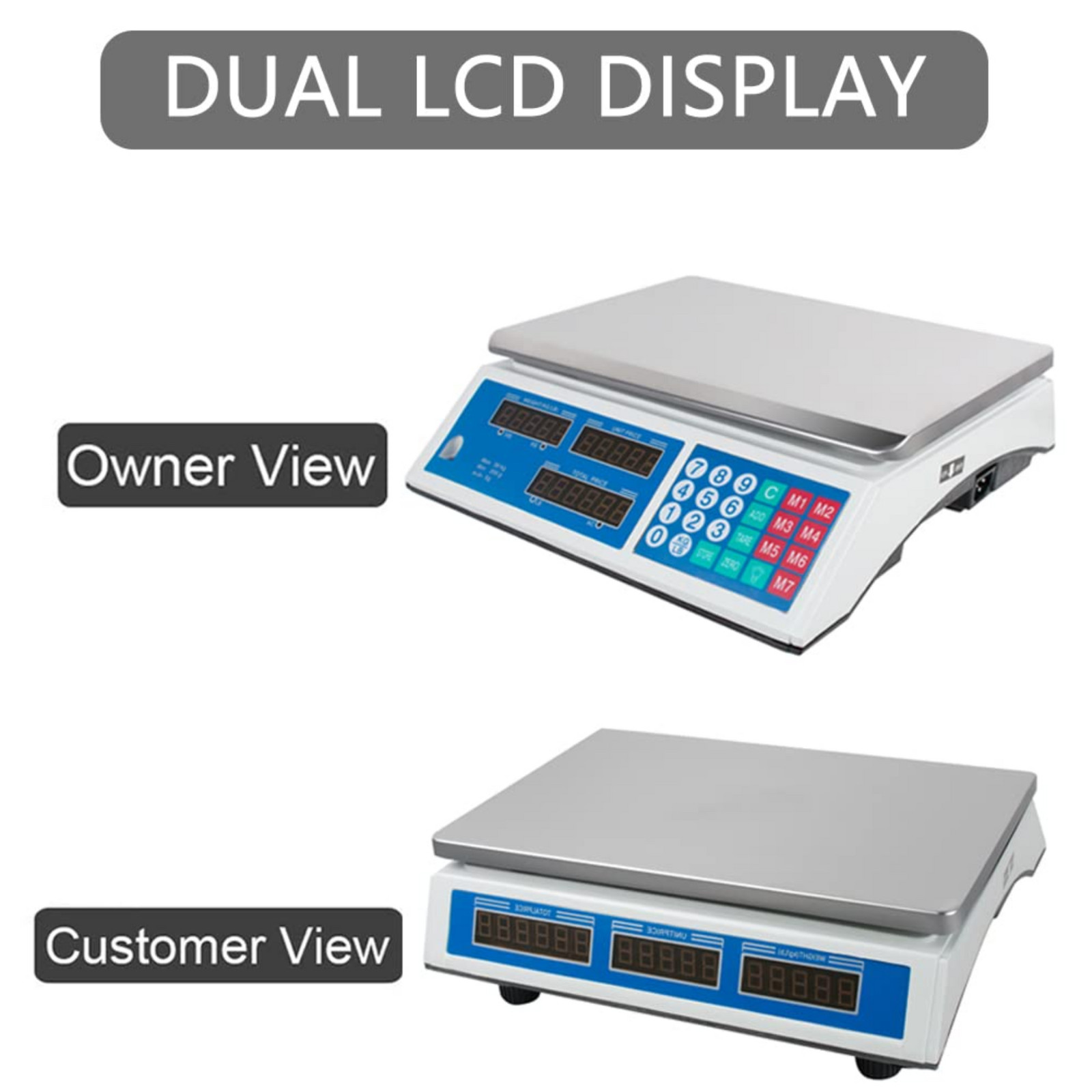 66LB 30KG Digital Price Deli Food Meat Computing Counter Scale Dual Side Display
