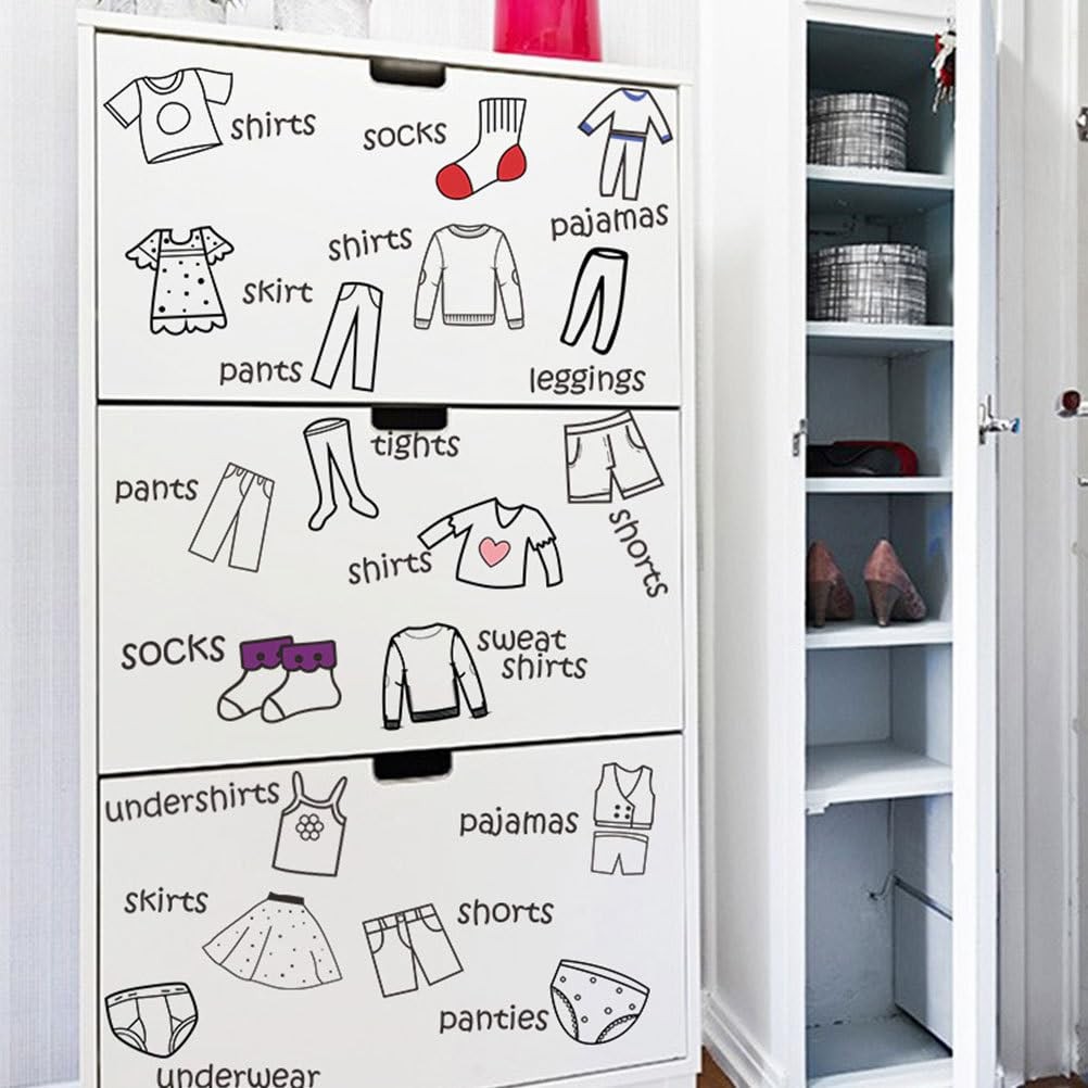 Removable Dresser Clothes Labels: Wardrobe Clothing 60.00X40.00X0.01CM, Multi