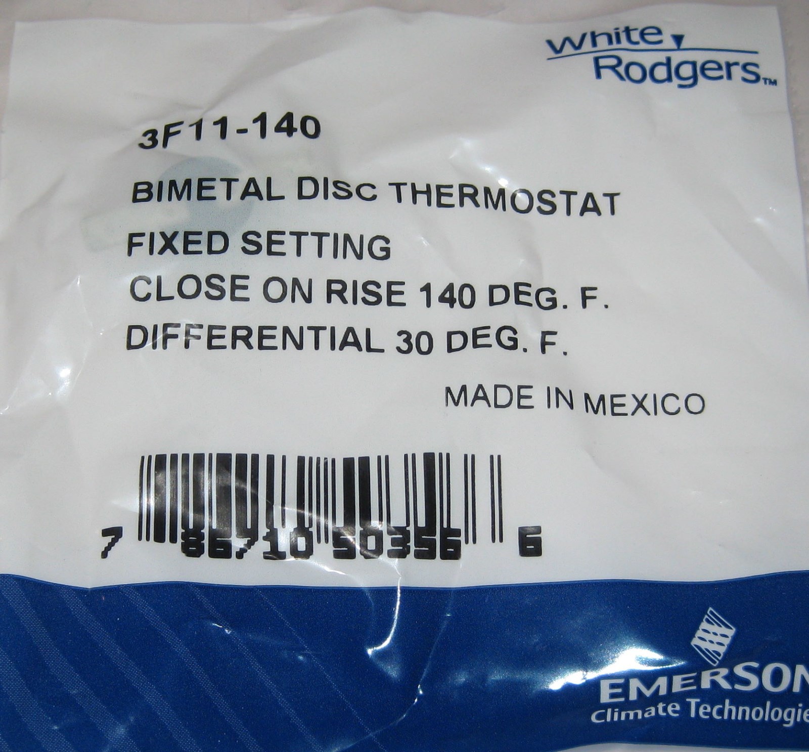 White Rodgers Thermostat – 140 F / 60 C Close on Rise – 1/2″ Bimetal Disc 10849