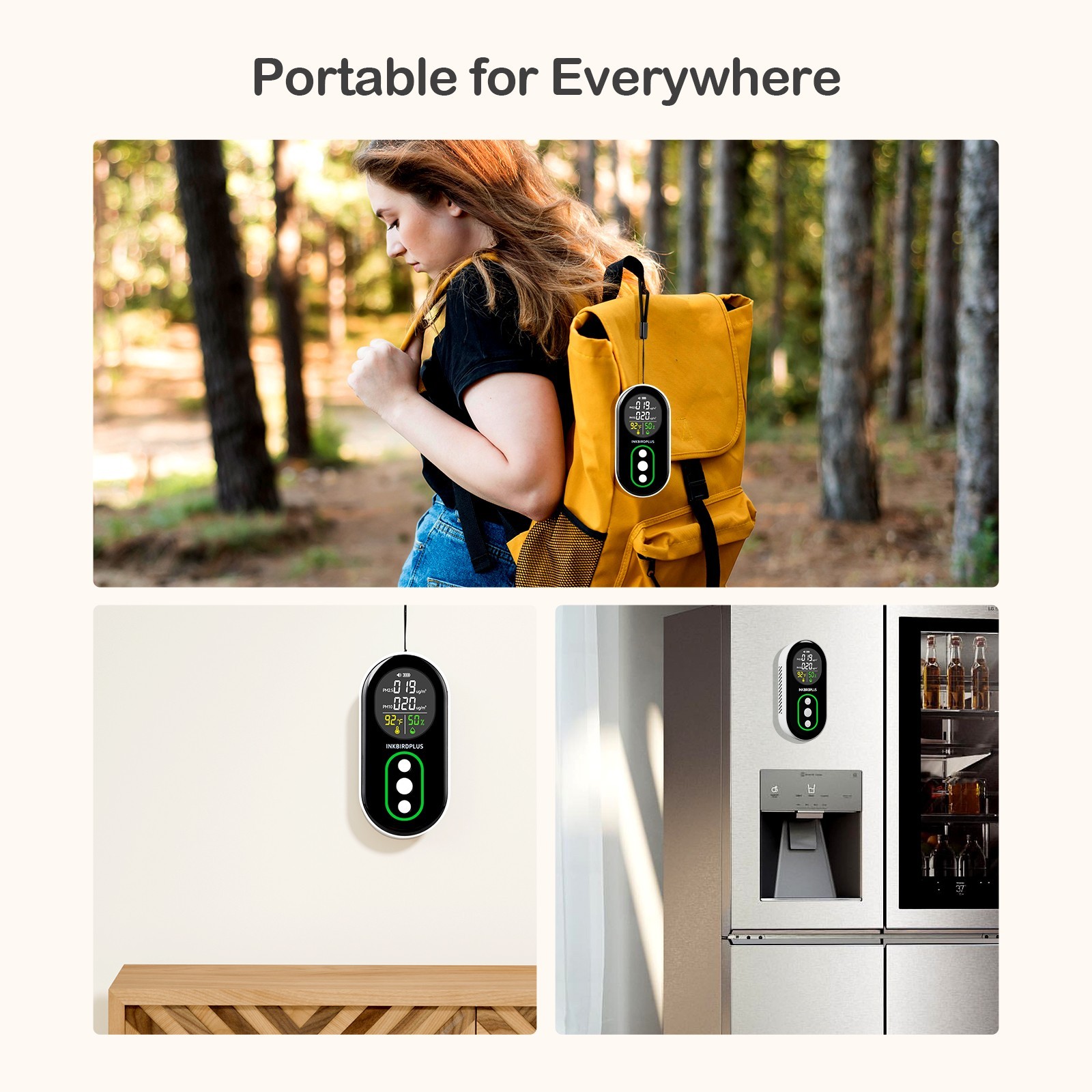 Carbon Monoxide Detector Indoor Air Quality Monitor HD10 Adjustable Brightness