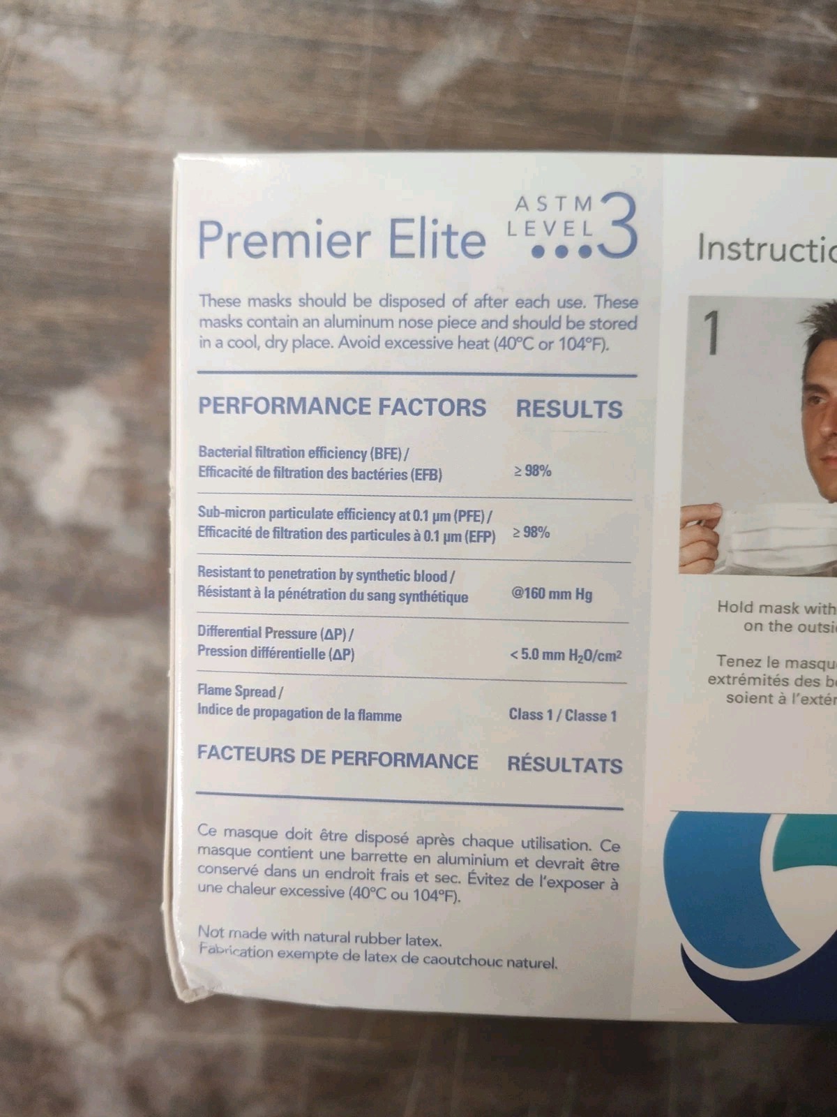 Medicom 2047 SafeMask Premier Elite Earloop Face Masks ASTM Level 3 White 50/Bx