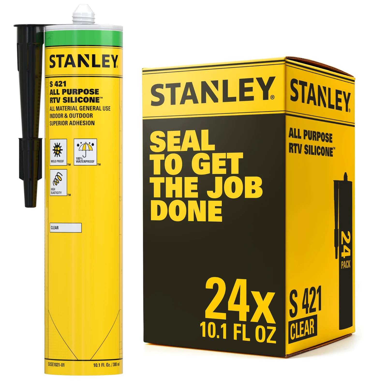 Stanley S421 All Purpose RTV Silicone Sealant Acetoxy Cure, 10.1oz 24 Pack Clear