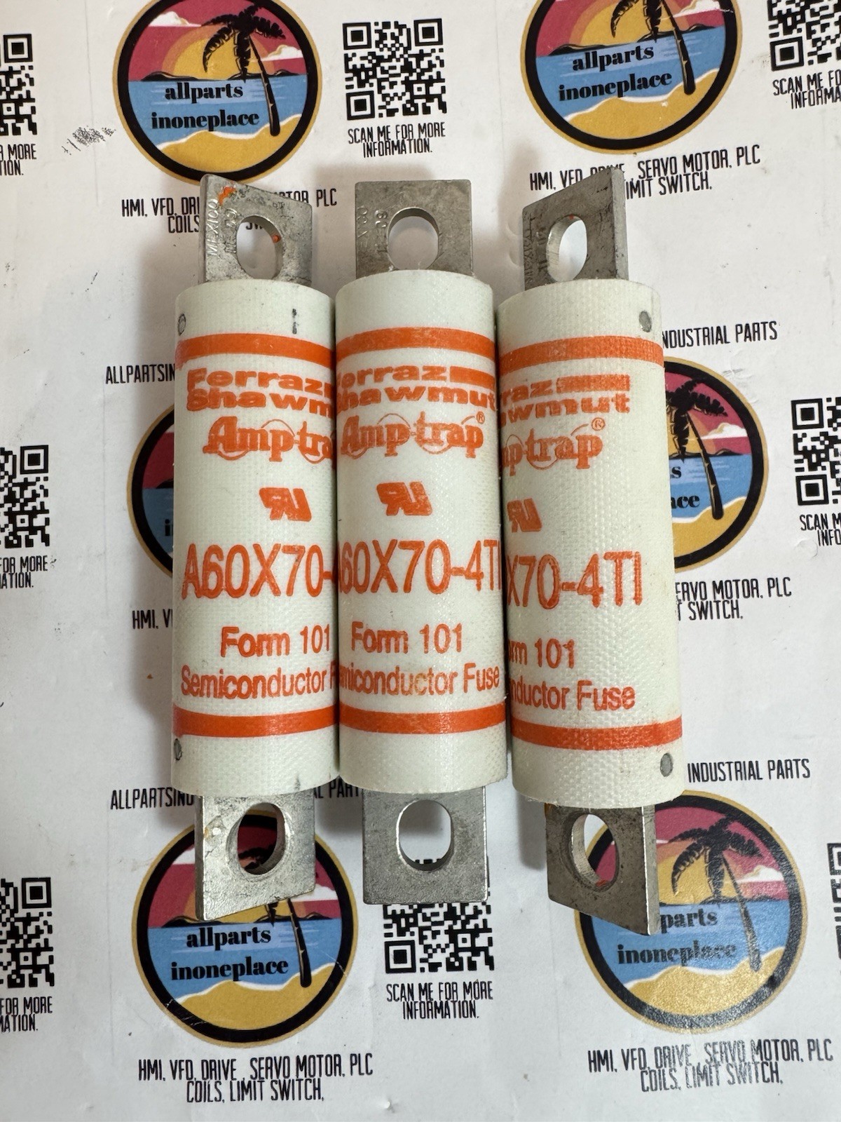 Kit 3 Pcs Mersen A60X70-4TI 70A 600VAC High Speed Fuse Amp-Trap A60X New Sealed