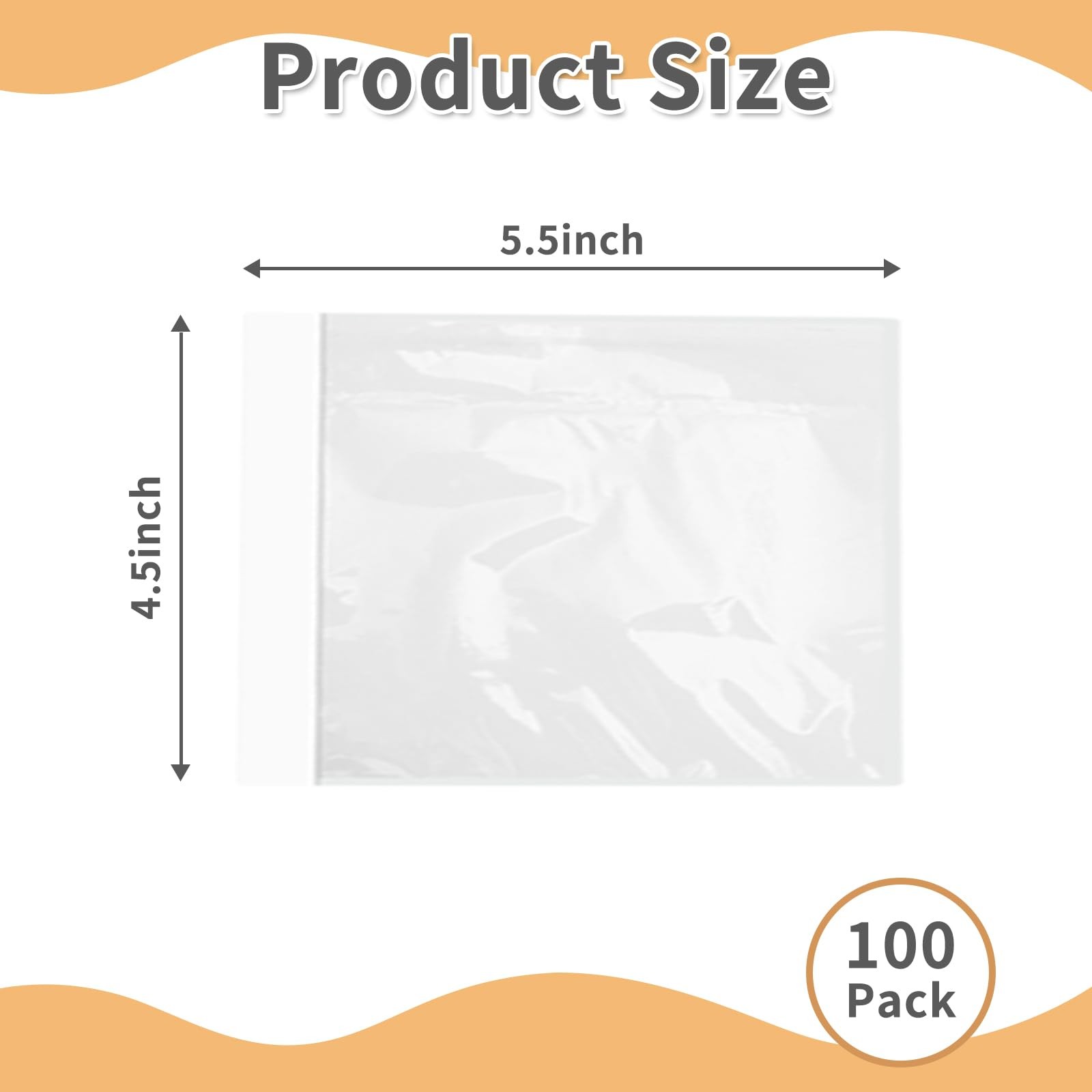 100 PCS 4.5×5.5 Inch Clear Shipping Label Sleeves Plastic Envelopes Pouches