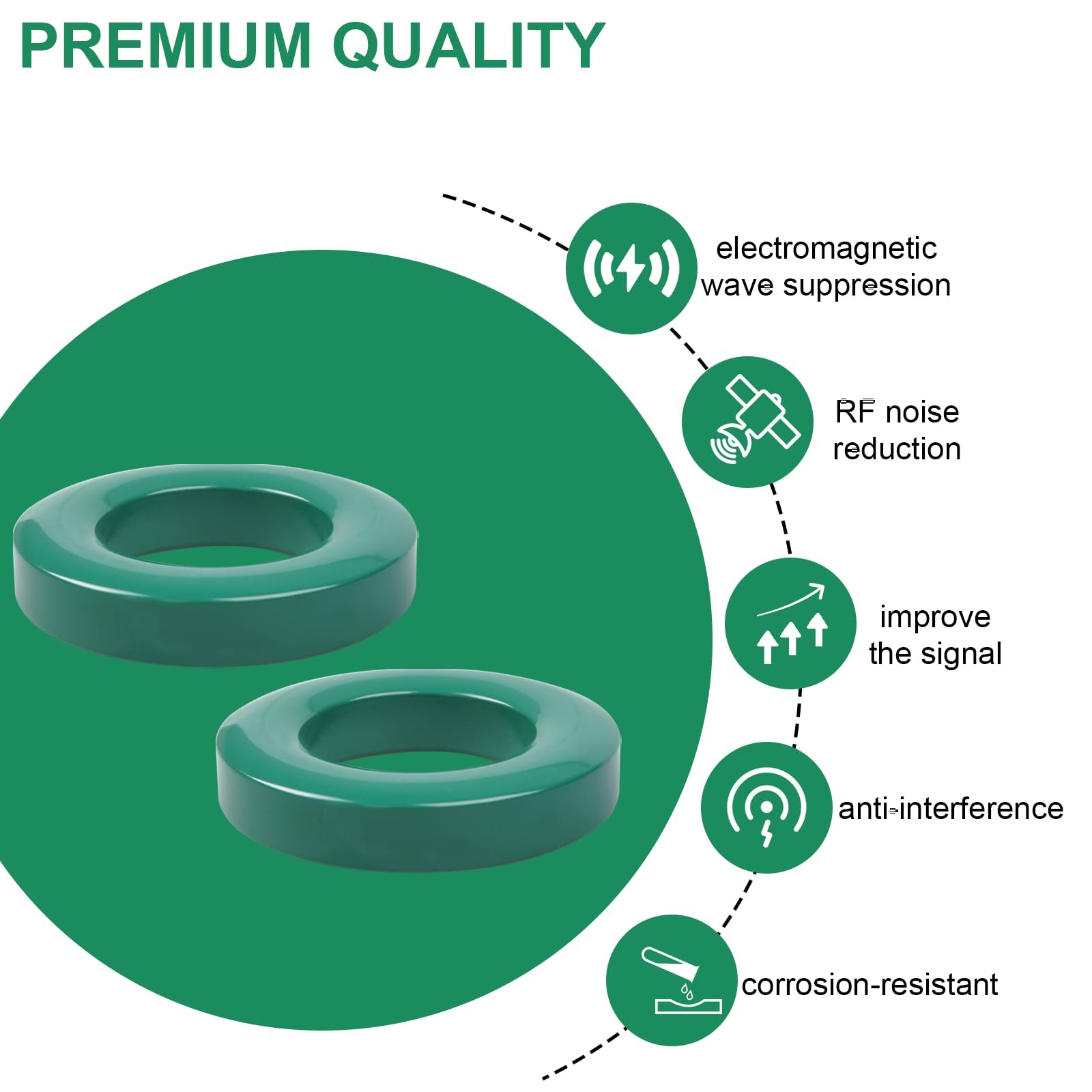 2 Pack FT-240-31 Toroidal Ferrite Cores, EMI Suppression, RFI Reduction, Choke