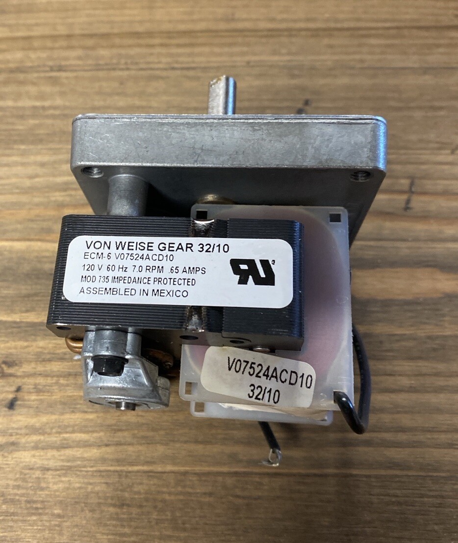 Von Weise Model 32/10 AC Gearmotor, 35 In-Lb Max. Torque, 7.0 RPM “NOS”