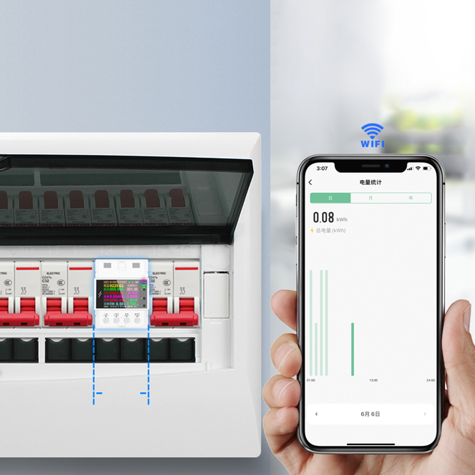 AC110V 220V Smart Life Din Rail WIFI Smart Energy Meter Timer Power 100A 50/60Hz