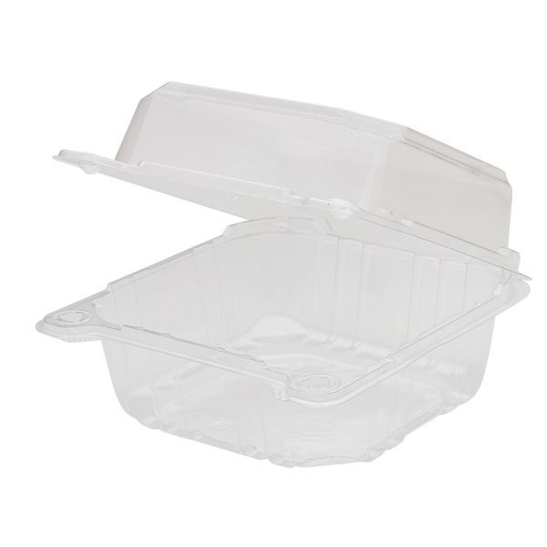 Karat 6”x6” PET Plastic Hinged Containers – 500 pcs, FP-HC66PET-1C