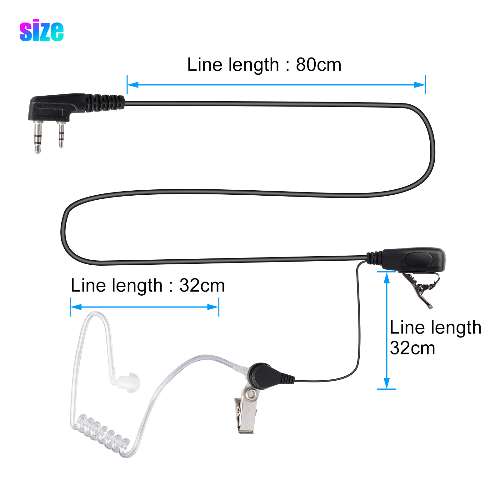2Pin PPT Walkie Talkie Mic Earpiece Headset FBI-Style Security Radios Earphones