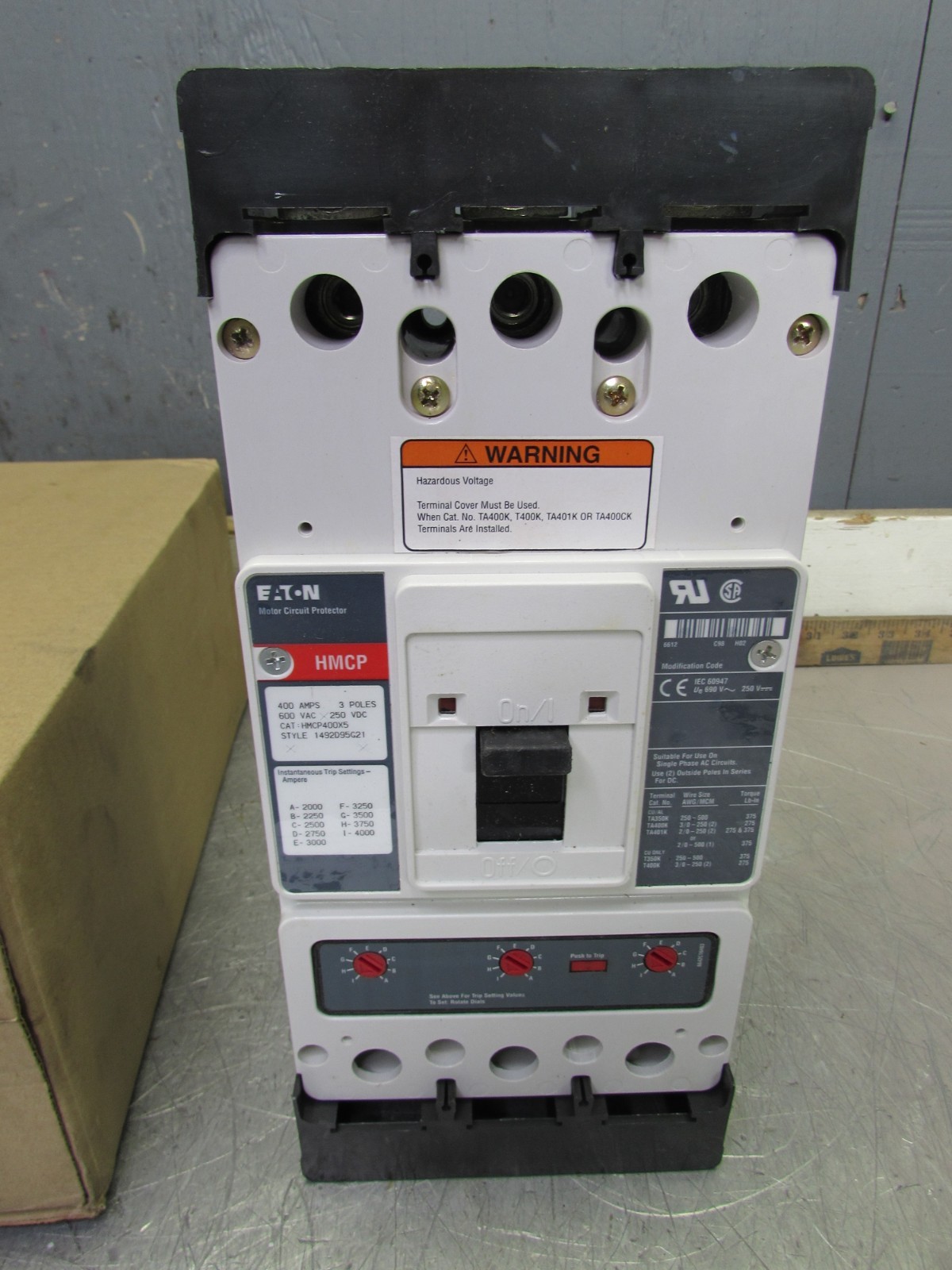 New! Eaton HMCP400X5 , Circuit Breaker, 3P/400A/600Vac/250Vdc, NIB! MAKE OFFER!