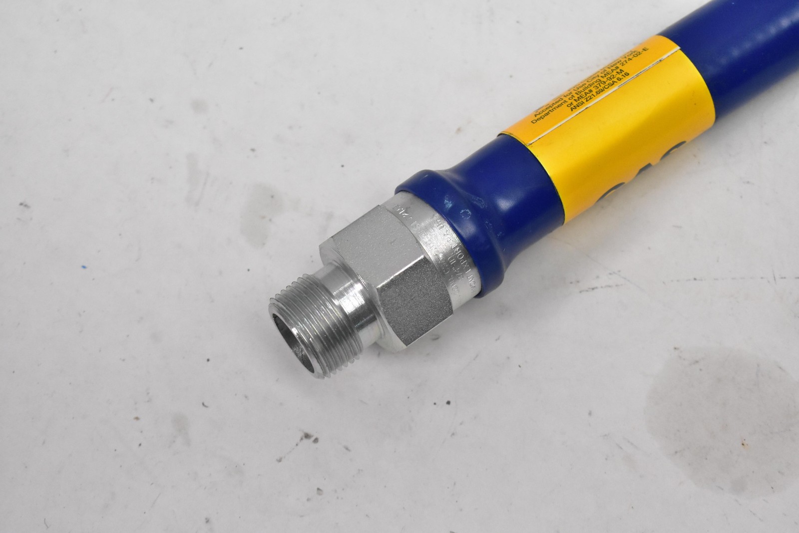 Dormont 3/4 in Gas Connector Hose Blue PVC Coated Antimicrobial Watts 3/4 MIP