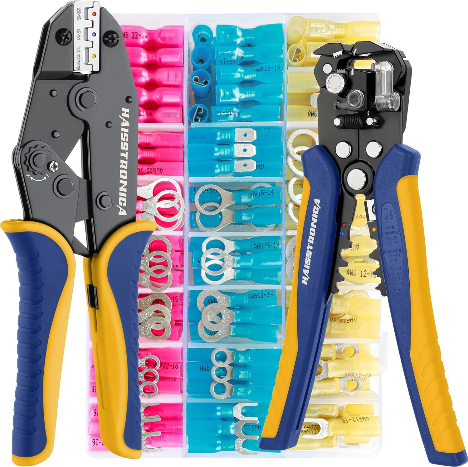 Crimping Tool for Heat Shrink Connectors Set with 280PCS AWG 22-10 Marine Grade