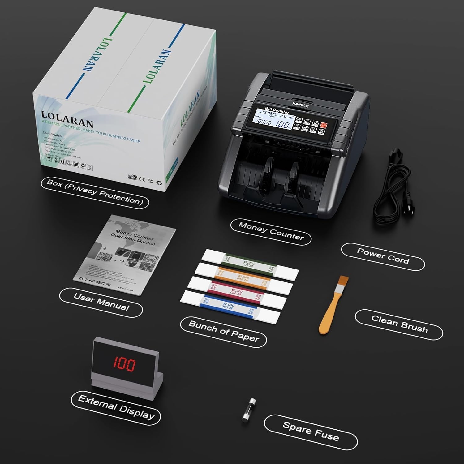 Money Counter Machine with Value Counting, Support Dollar and Euro, UV, MG, M…