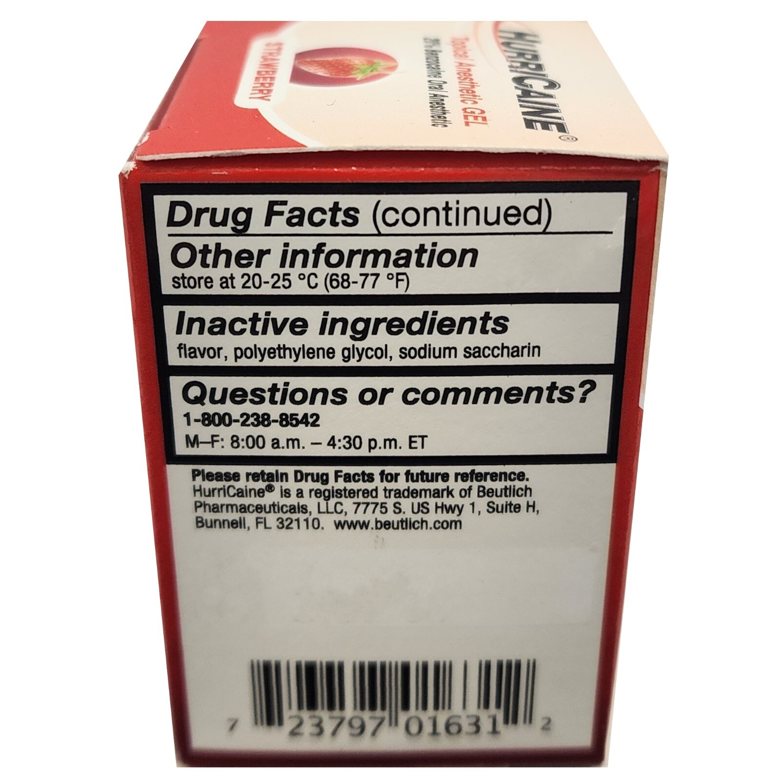 *1-Bottle* HurriCaine Topical Athletic Gel Strawberry 0283-1016-31