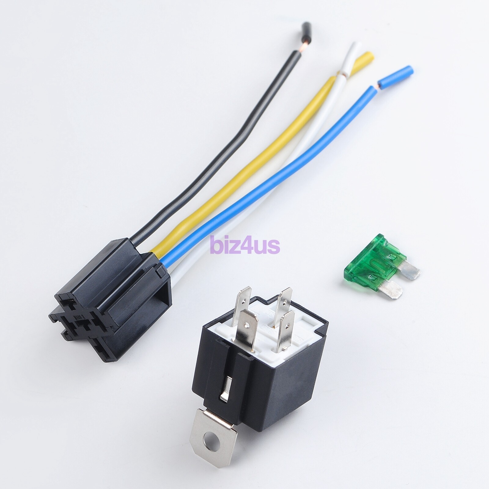 6 Pack 12V DC 30 Amp 4-Pin Automotive Relay Harness Set Switch Fuse US