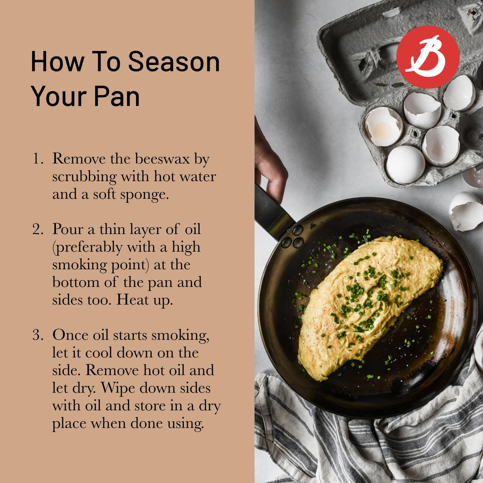 De Buyer Mineral B Carbon Steel Country Fry Pan – 12.5 Diameter 8.9 Cooking