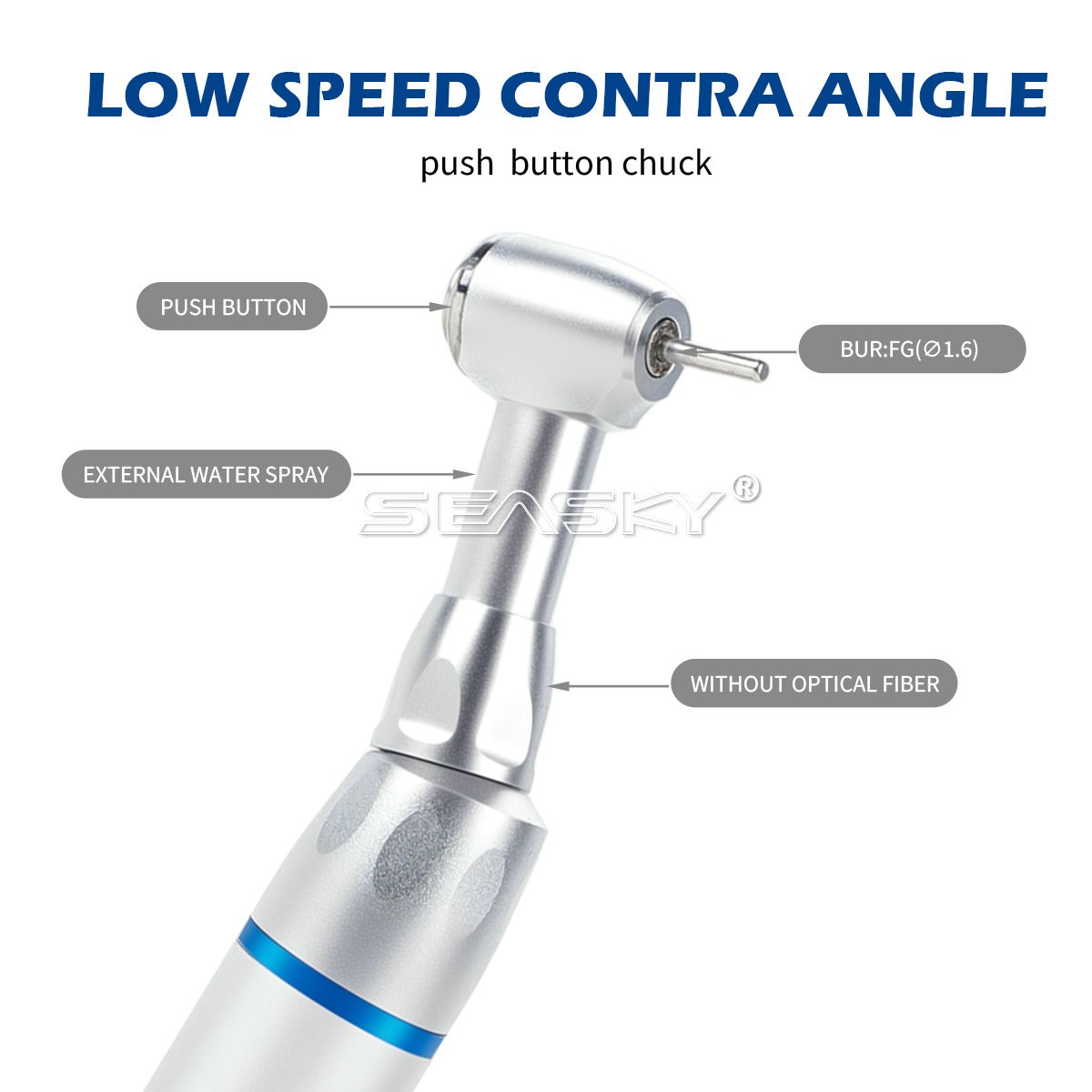 Pieza de mano dental alta velocidad Contra Angulo Fit FG 1.6MM Fresas diamante