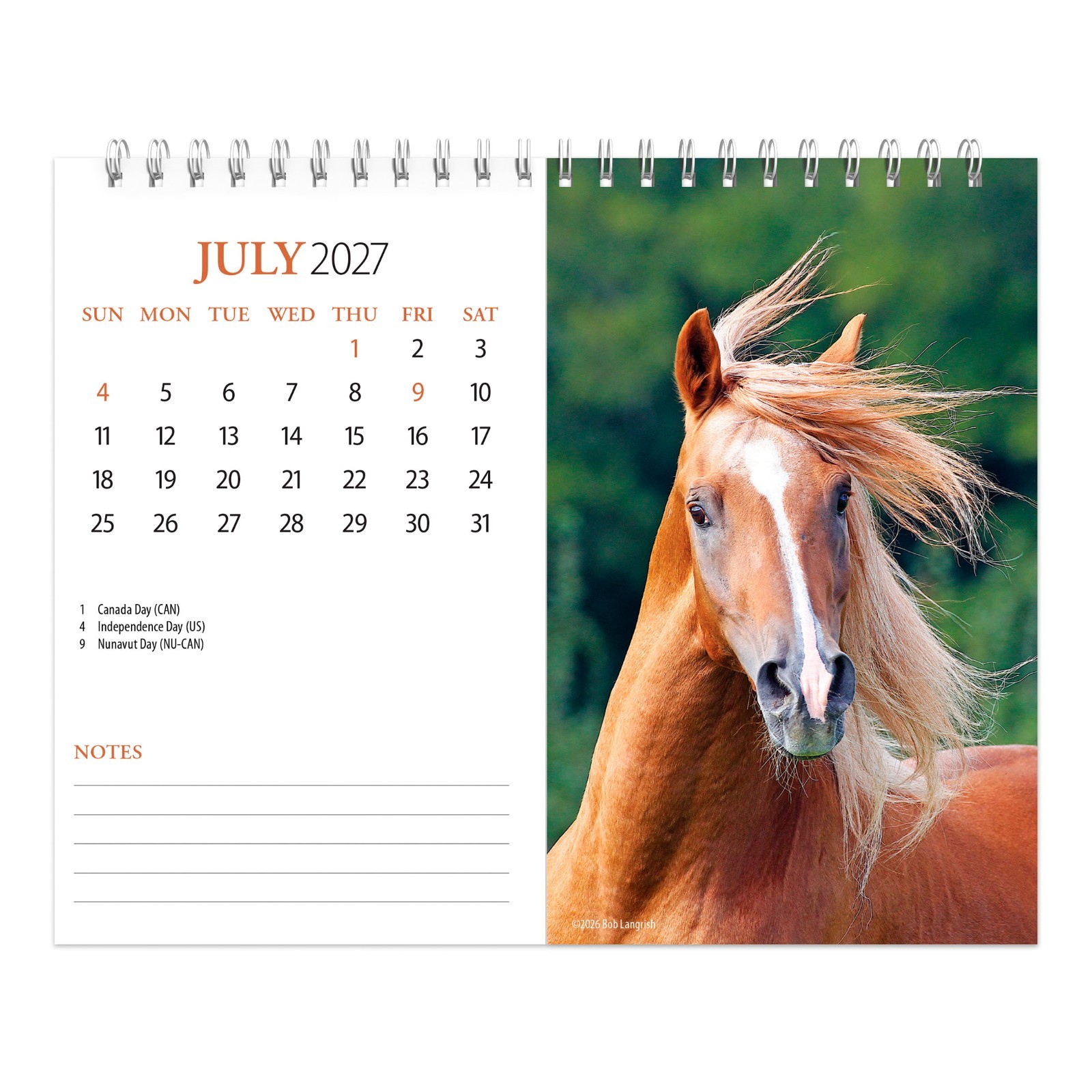 Horse Lovers | 2027 7.5×6″ Monthly Double-View Easel Desk Calendar