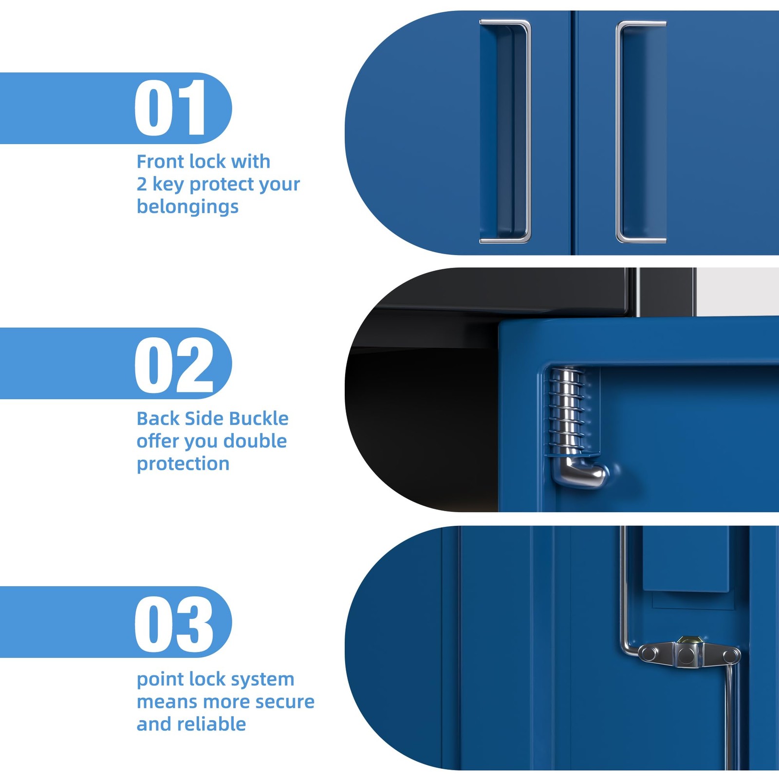 24″ W Metal Storage Cabinet with Locking Doors and Adjustable Shelves Black Blue