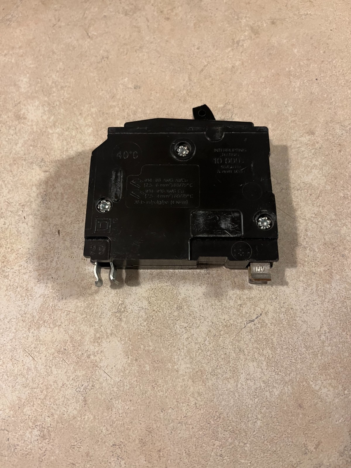 Square D QO120 20A 1 Pole 120/240V Plug In Circuit Breaker