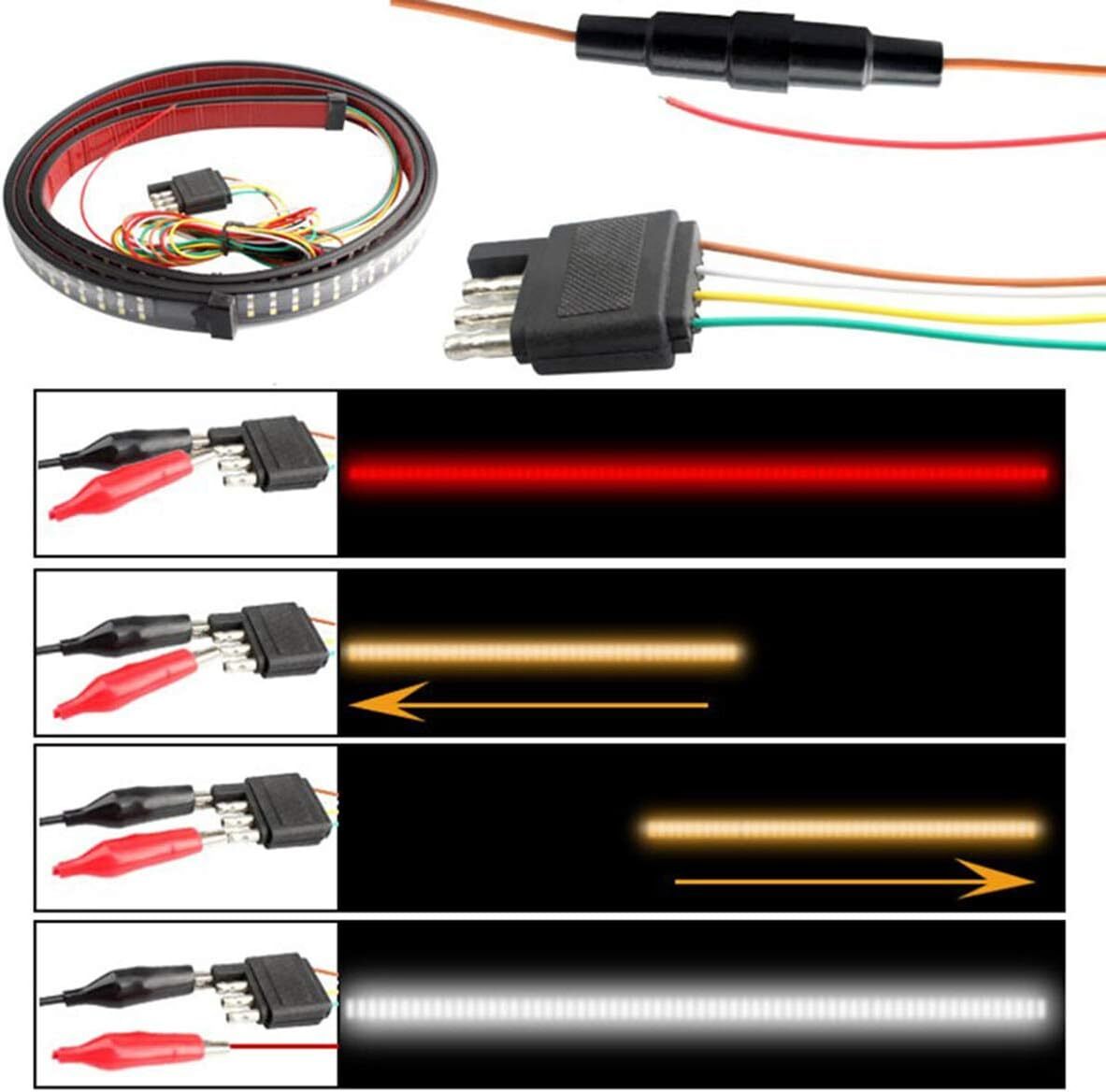 60 Inch Led Tailgate Light Bar Red White Yellow Truck Brake Turn Signal Strip