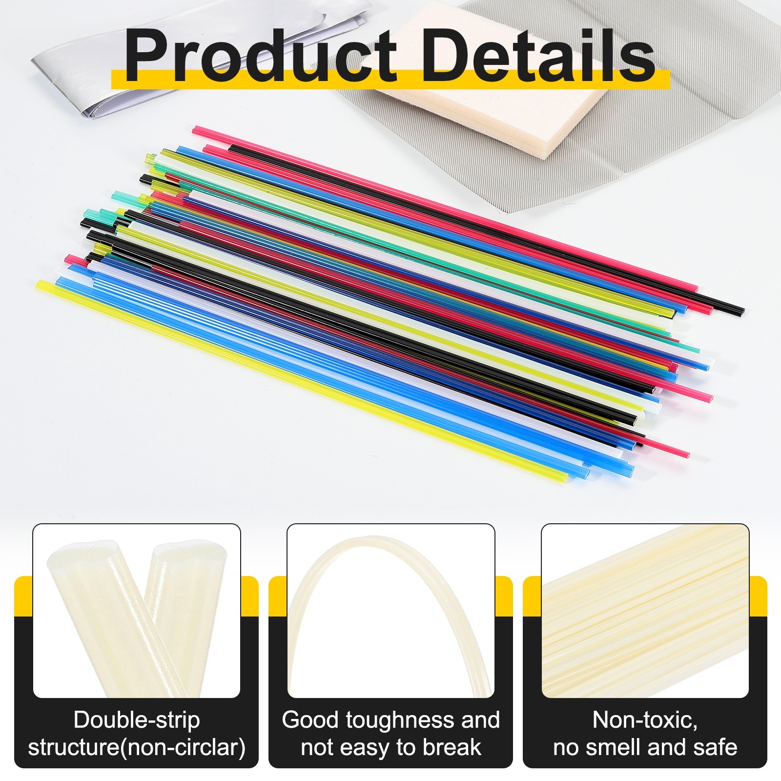 1set(50pcs) ABS Plastic Welding Rods 8inch Welding Strips Welder Rods, Beige