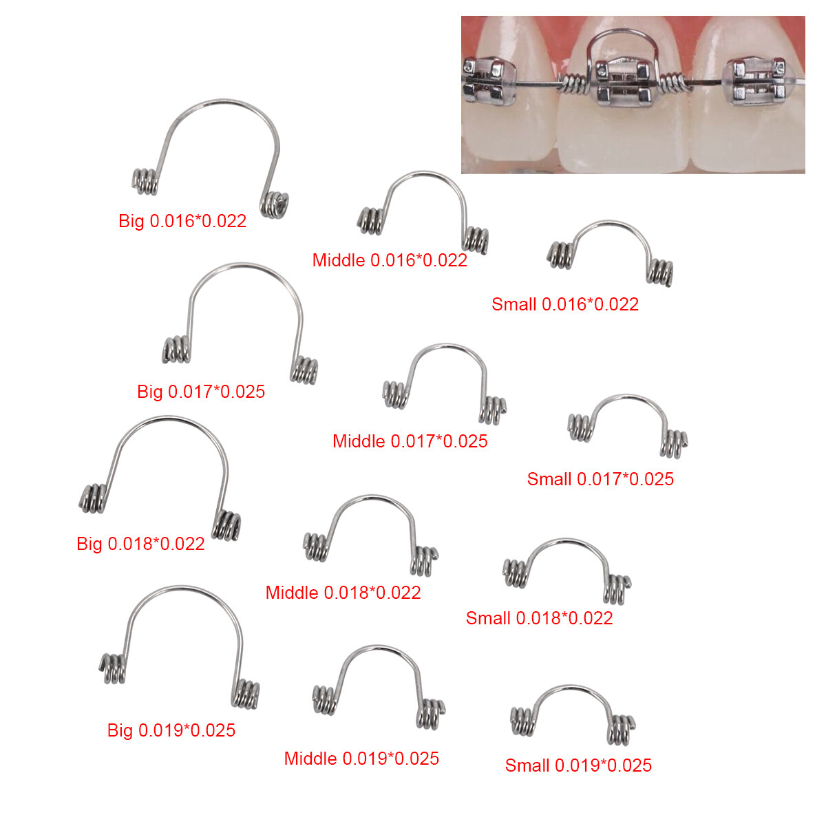 10pcs/Pack Dental Orthodontic Anterior Teeth Torque Rectangular Springs AZDENT