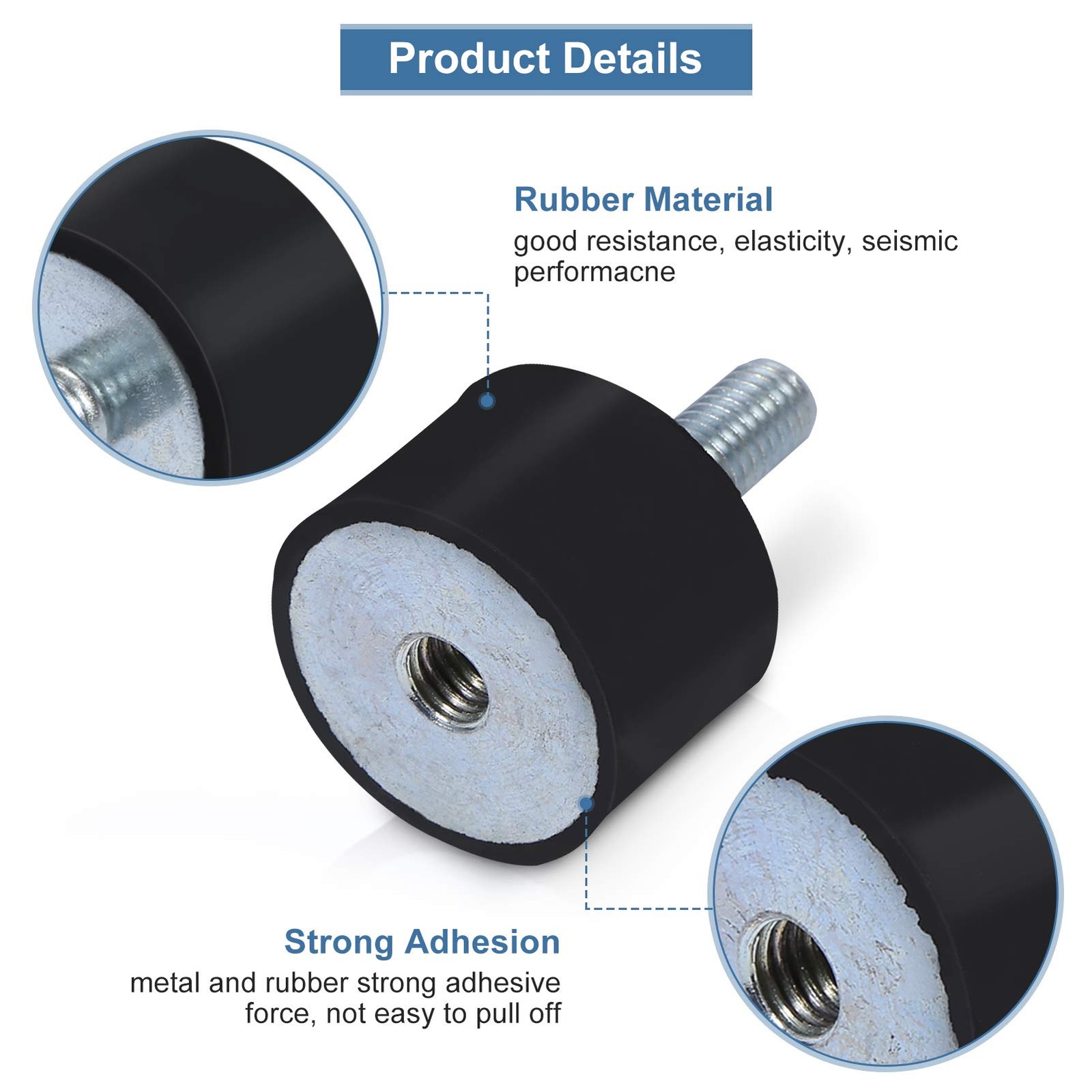 Rubber Shock Absorber Mounts Set of 4 Rubber Isolator Mounts with Studs M6 An…