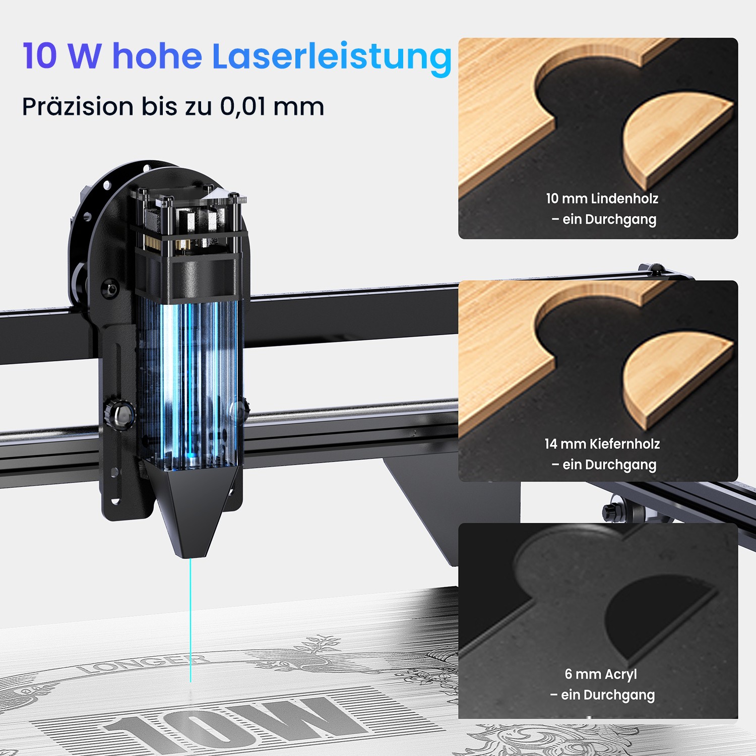 Longer 10W Laser Engraver Machine, 24000mm/min, Laser Cutter🔥-Free Used Air kit