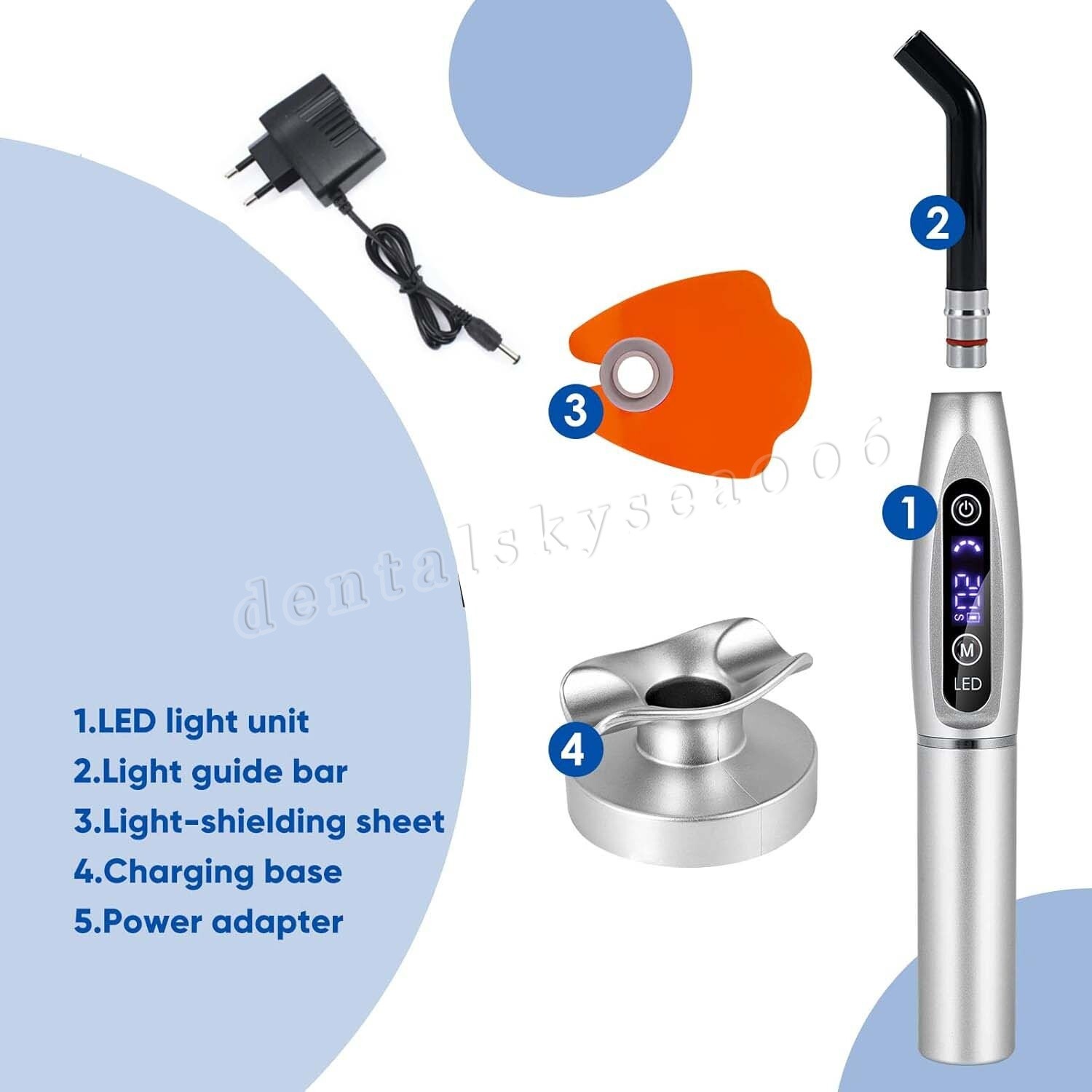 Dental Upgraded Rainbow LED Curing Light 1500-2000mw/cm2 3 Modes Silver US STOCK