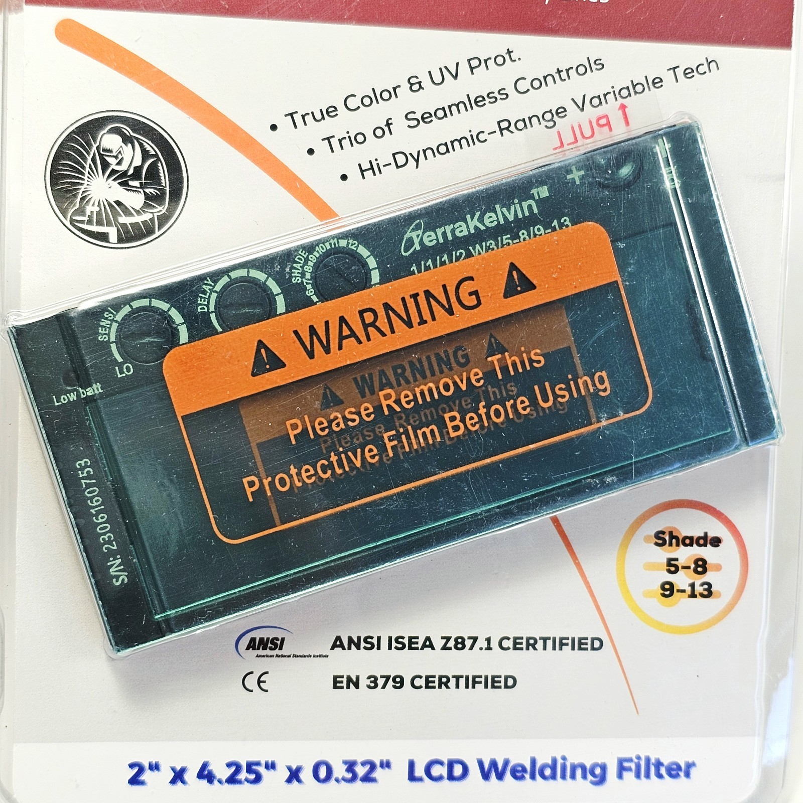 Terra Kelvin W3/5-8/9-13 LCD 2″ x 4.25″ x 0.32″ (Inches) Welding Filter New