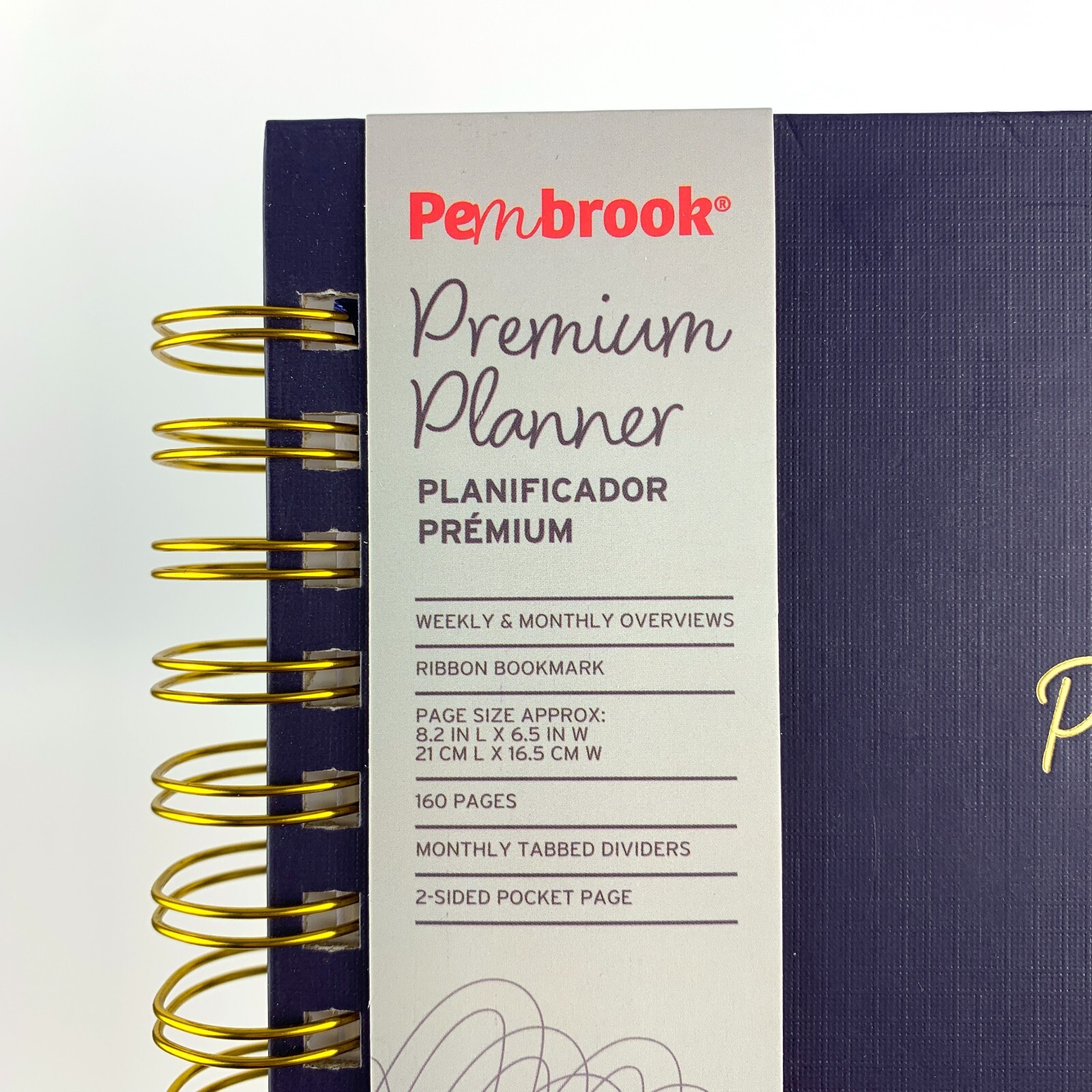 Pembrook Premium Spiral Bound Planner No Date Weekly Monthly Ribbon Bookmark 160