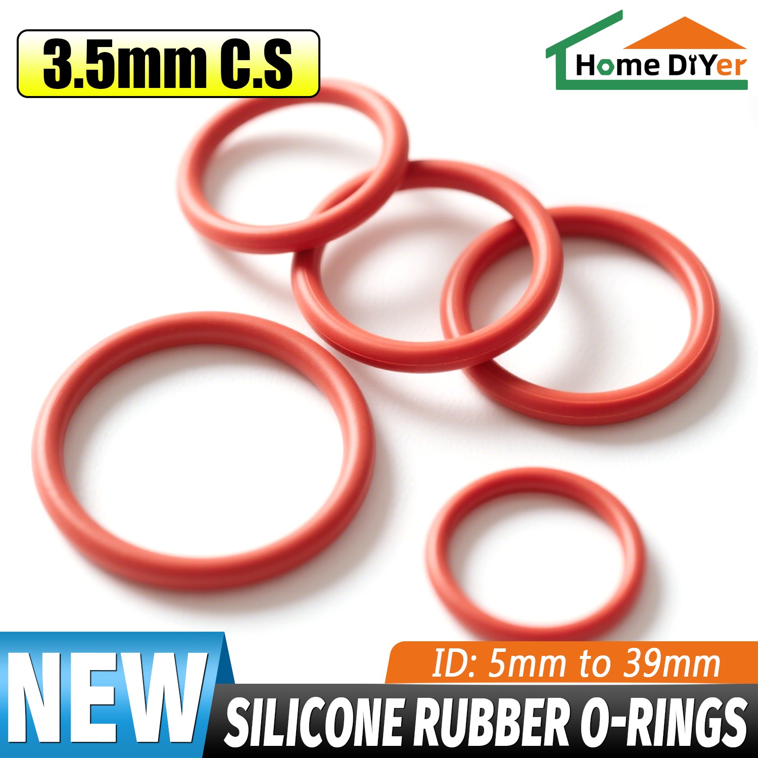 Silicone Rubber O Rings Metric Food Grade 3.5mm Cross Section 5mm-39mm ID O Ring