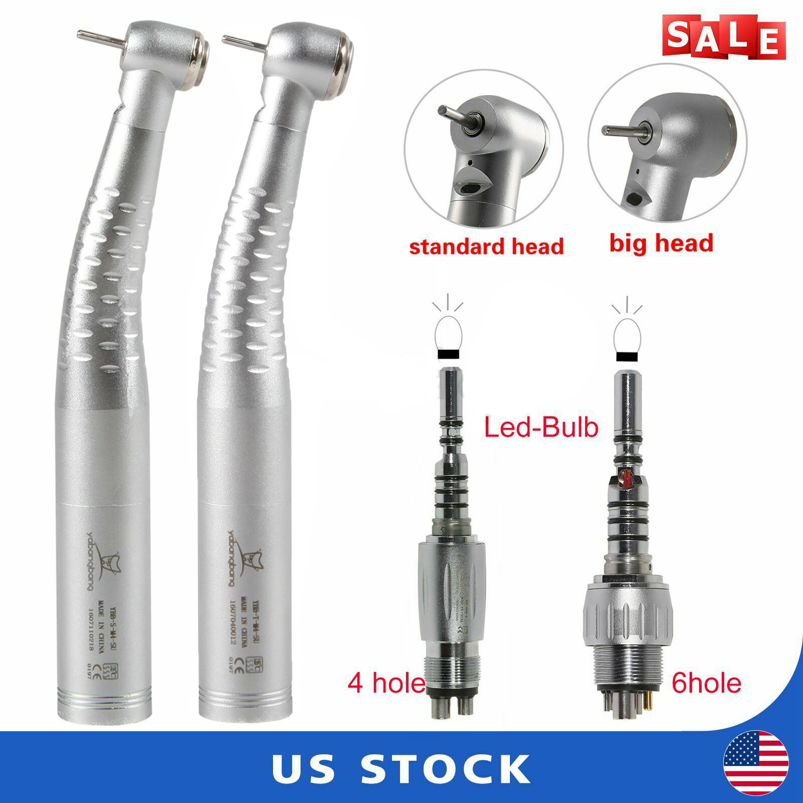 Dental Fiber Optic LED High speed Handpiece / LED Coupler 4Hole/6Hole Swivel US