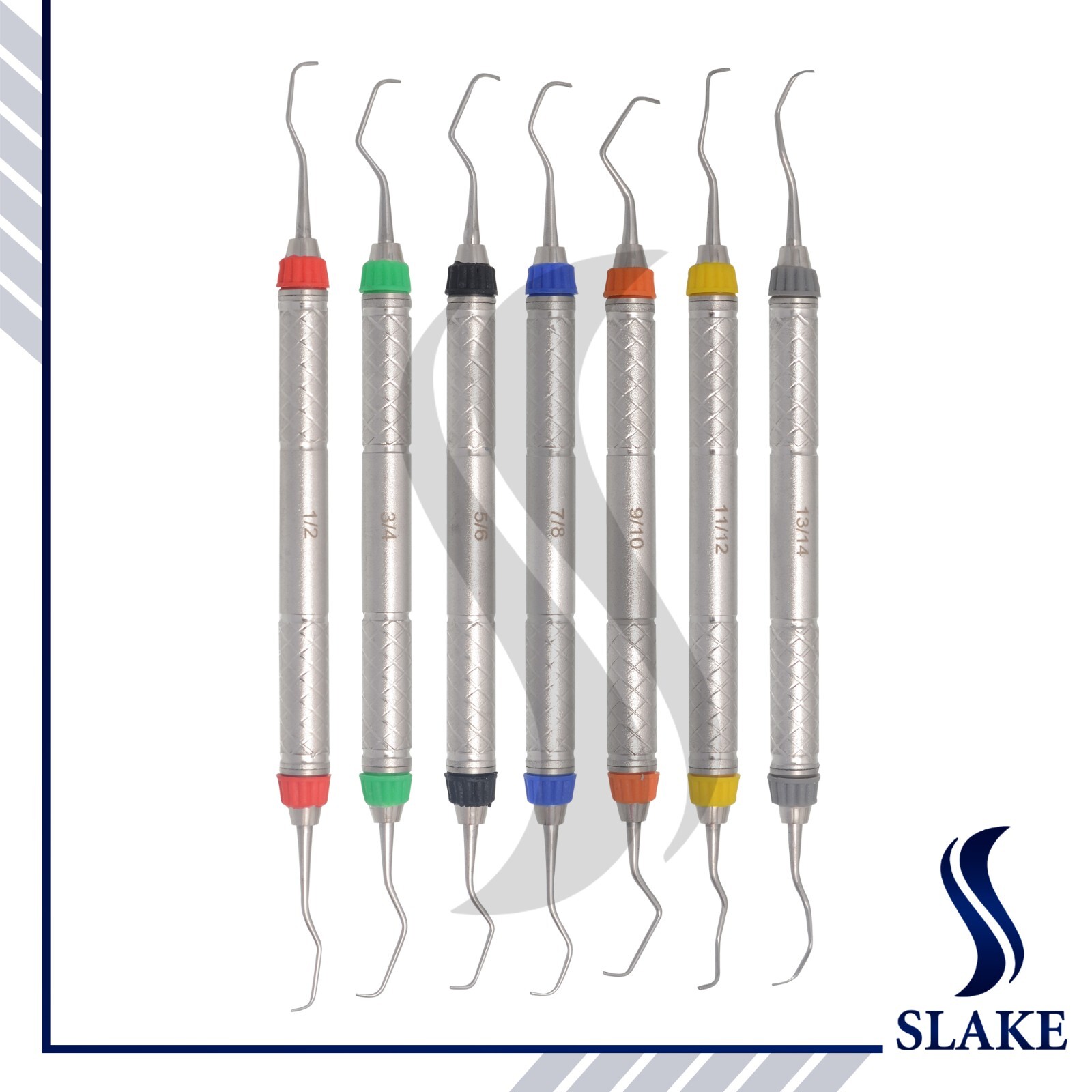 Set Of 7 Dental Gracey Curettes Perio Hollow Handle Surgical Hygiene Scalers New