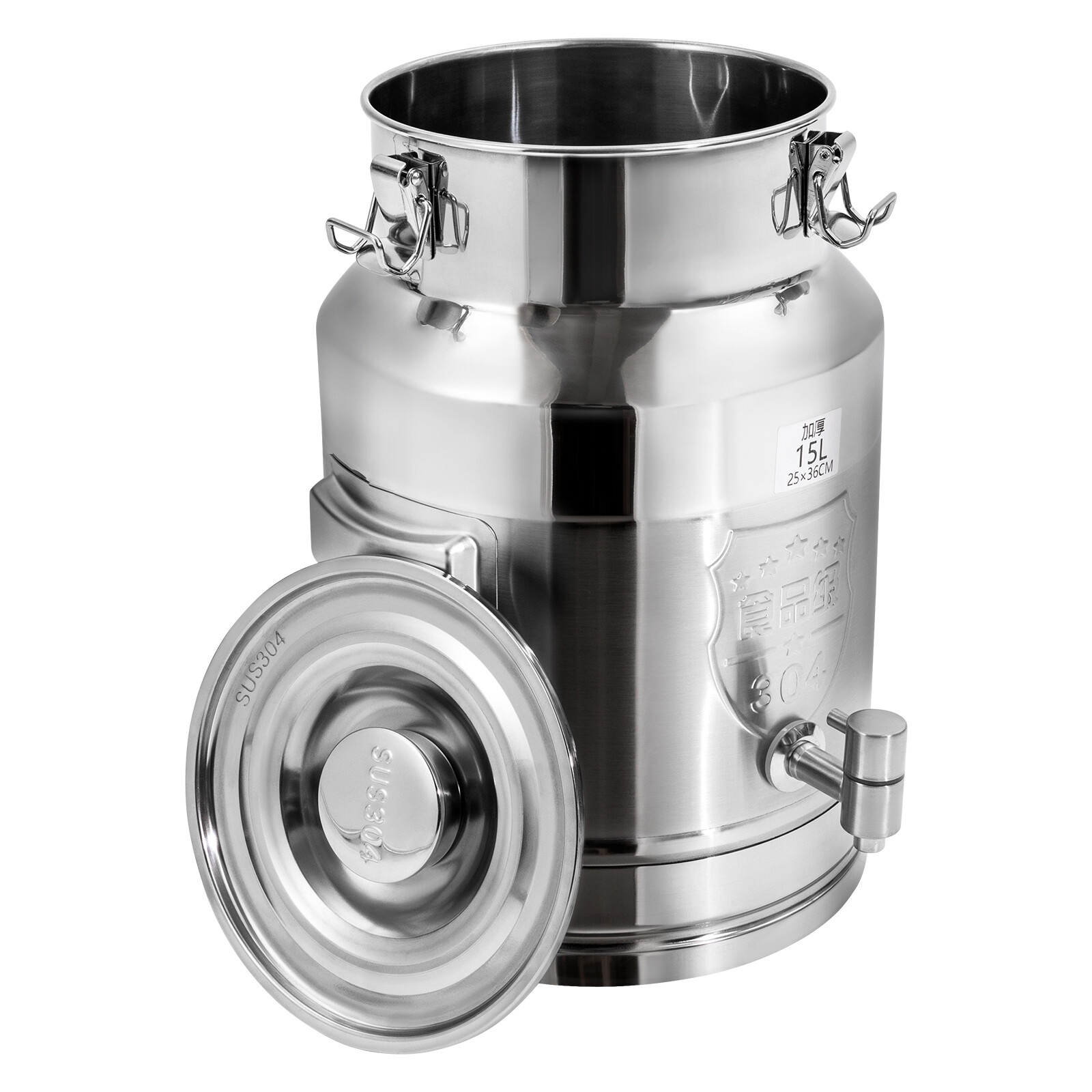 15L/3.96Gal Beverage Dispenser Stainless Steel Milk Can Milk Transport Barrel