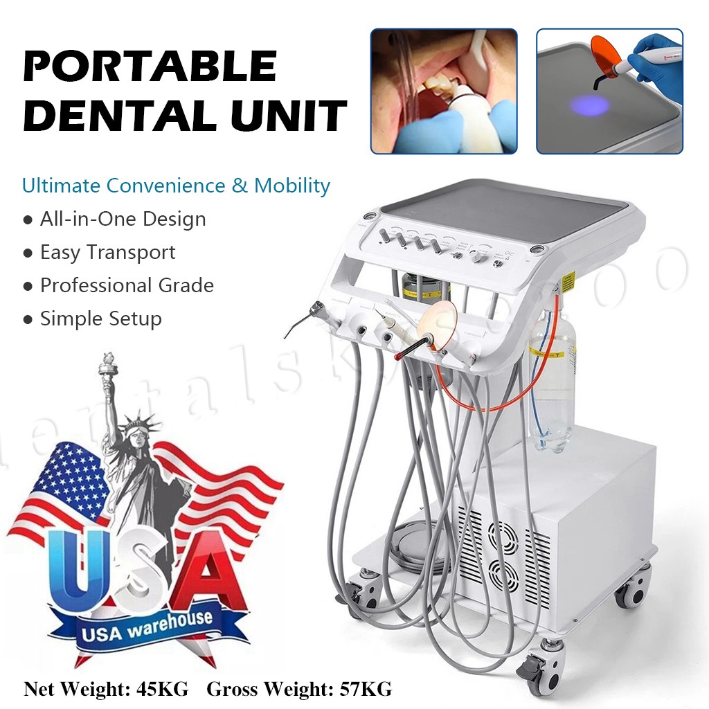 Dental mobile Delivery Unit Treatment Cart with Compressor scaler Curing Light