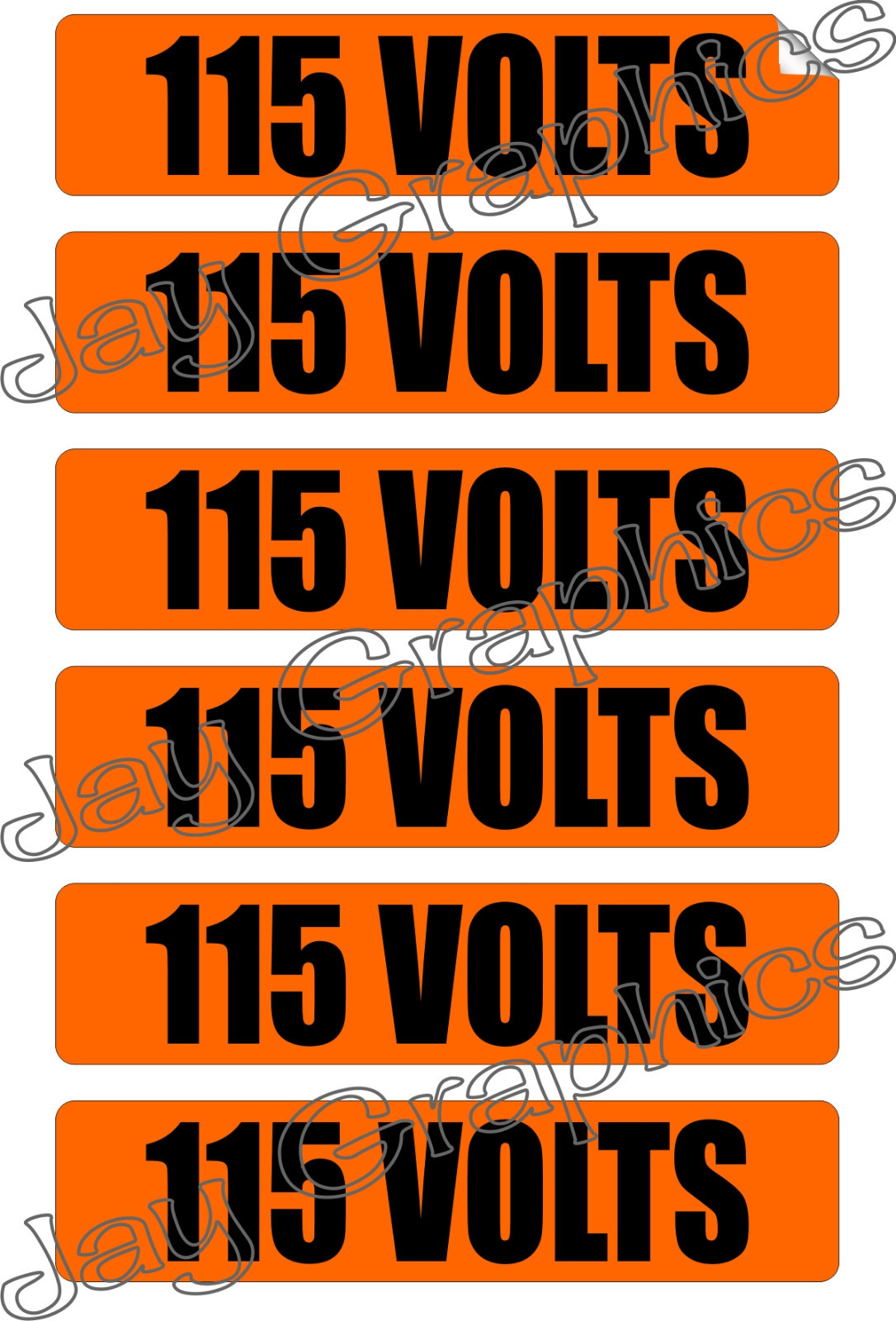 115 Volts Voltage Conduit Markers Stickers | Decals | Labels Electrical Volt 6pk