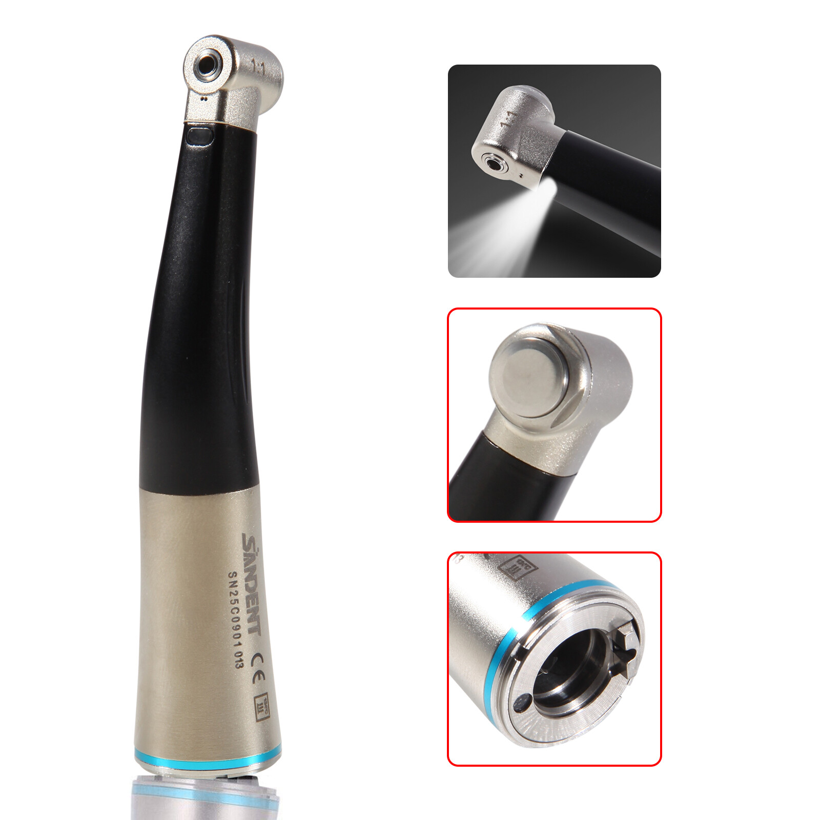 1-5* NSK Style Dental Fiber Optic 1:1 Contra Angle Handpiece Inner Push E-Type