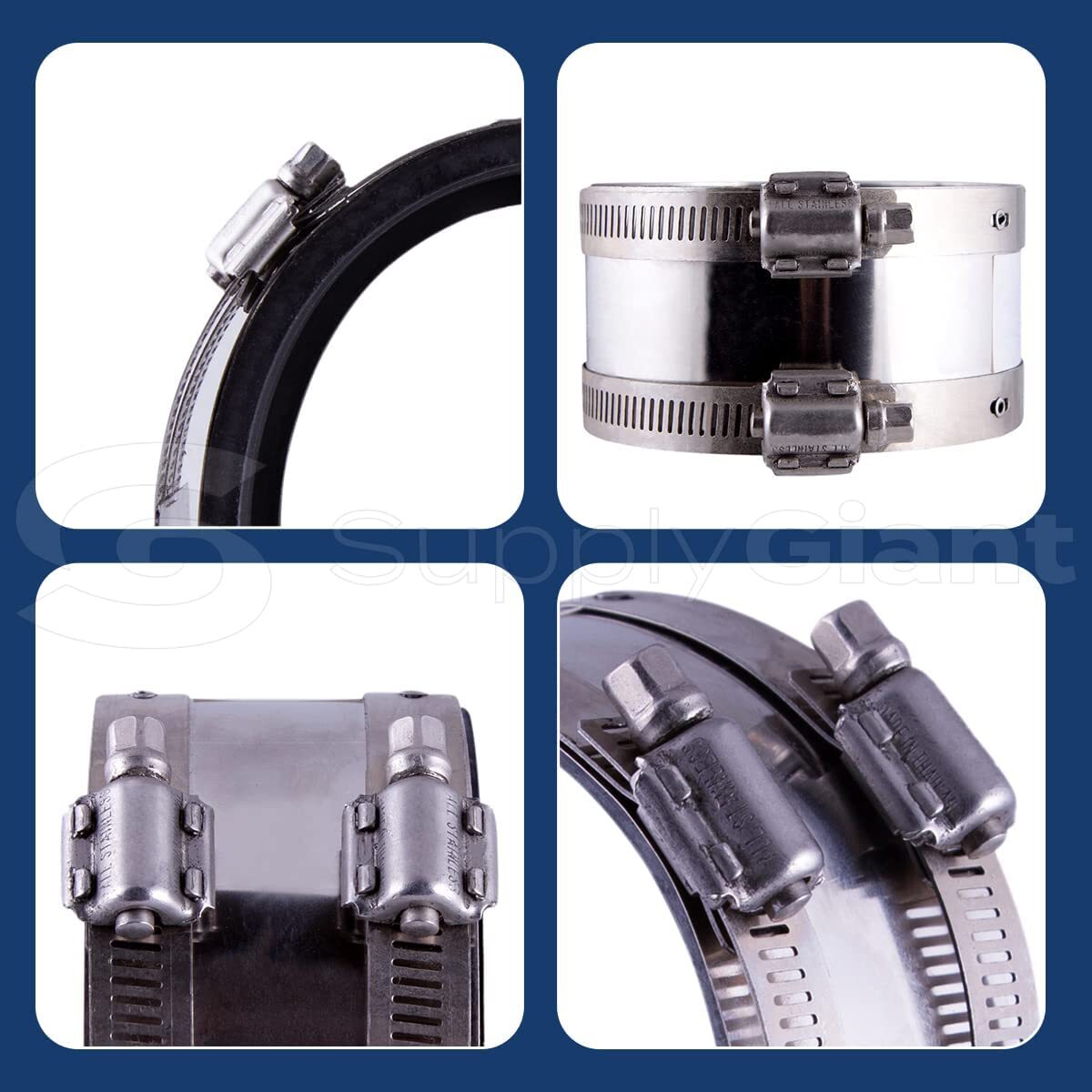 Shielded 3″ transition coupling Joins Plastic/Steel/X Heavy Cast Iron to Copper