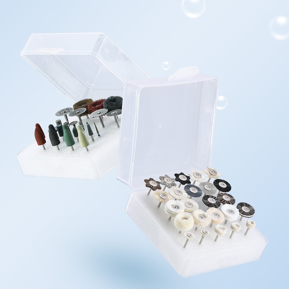 51pcs Dental Diamond Burs Discs Silicon Felt Wheel Polishing Brushs HP Polishers