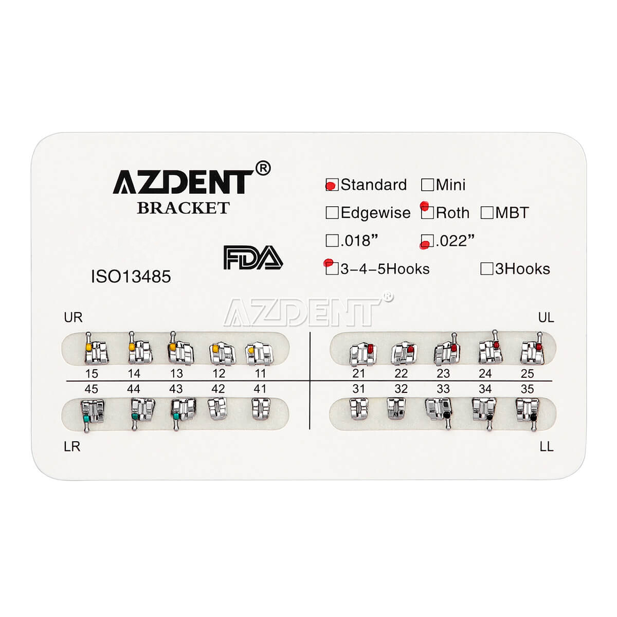 Dental Orthodontic Ultrathin Metal Bracket Braces Mini Standard Roth 022 Hks 345