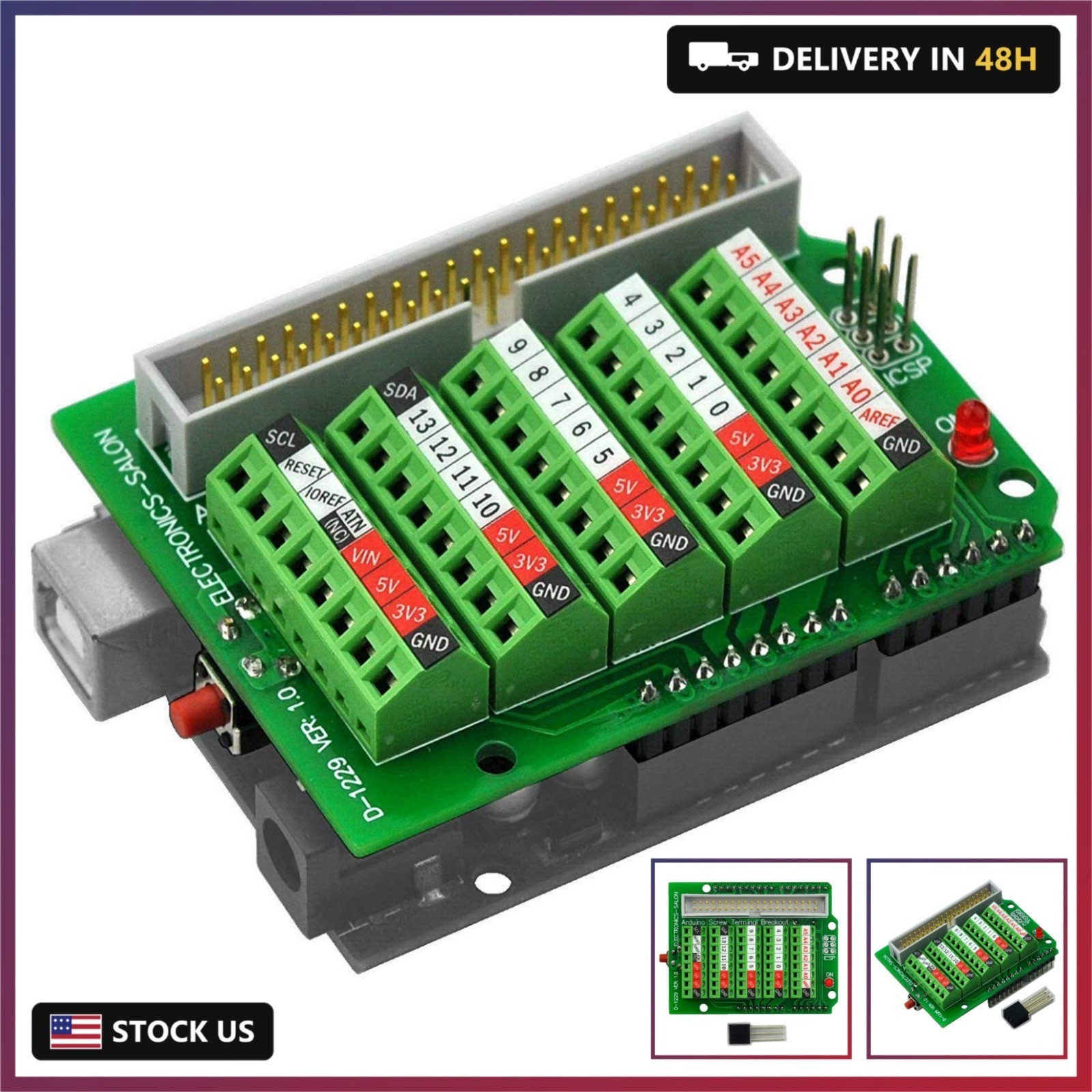 Arduino Screw Terminal Block Breakout Module, for Arduino UNO R3.
