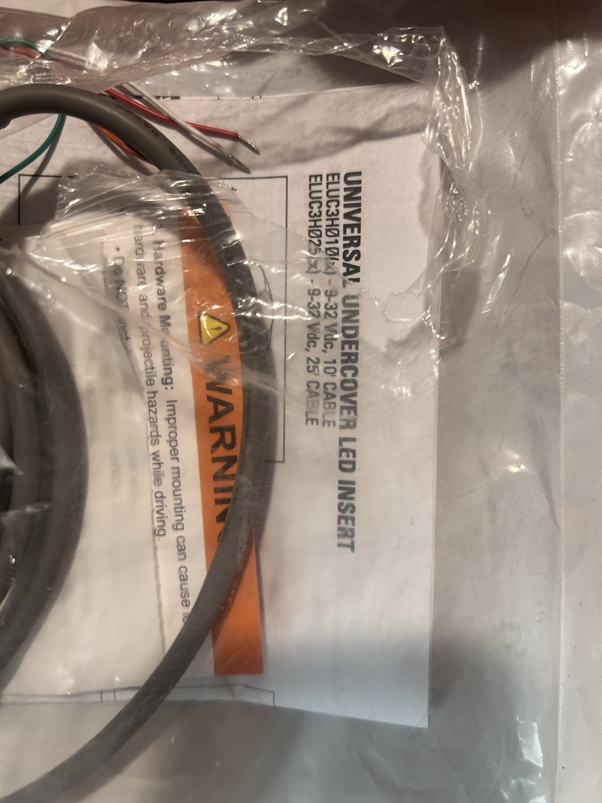 SoundOff Signal Universal Undercover LED Insert White 10ft Cable MPN ELUC3H010W