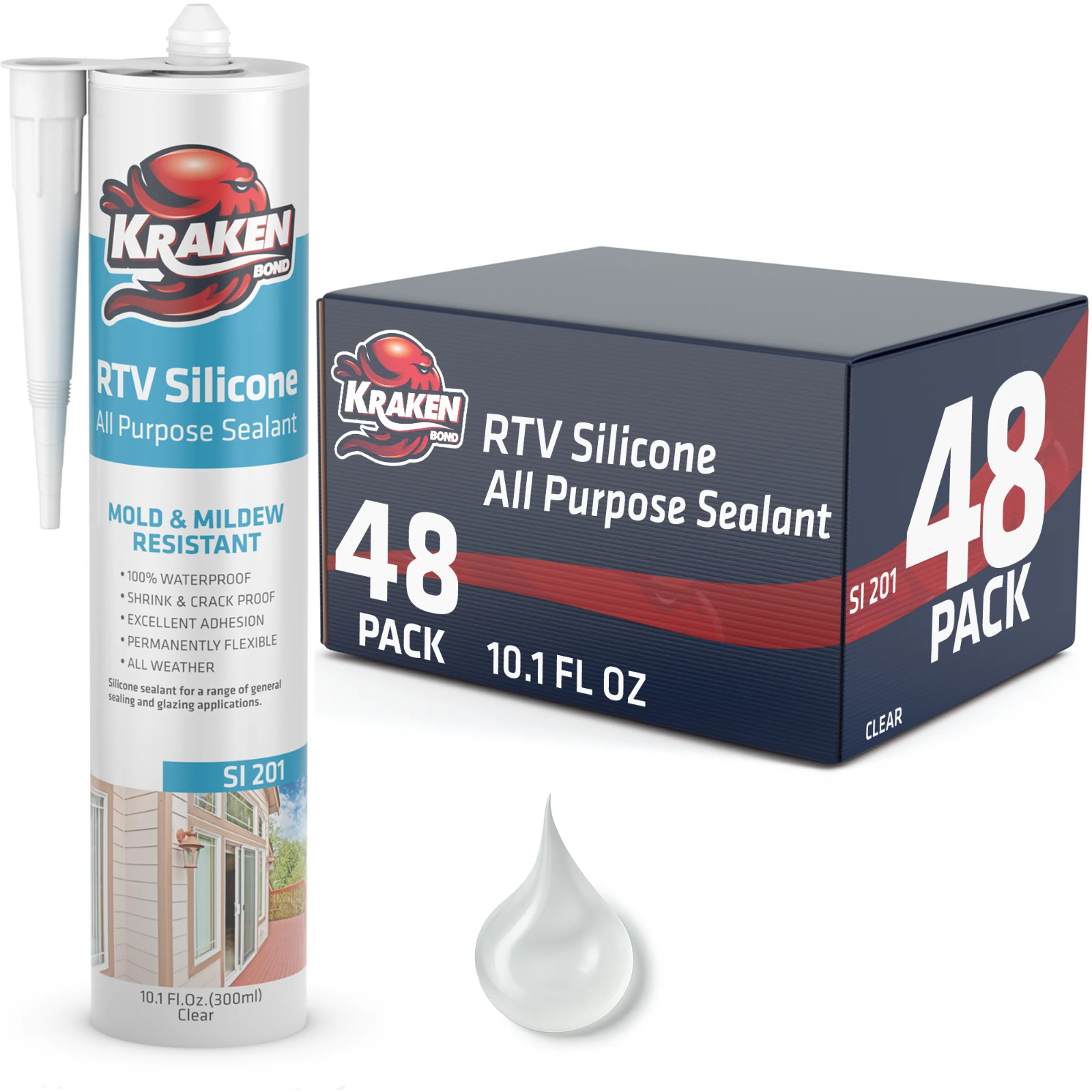 Kraken Bond RTV Silicone All Purpose, 10.1oz 48 Pack – Clear