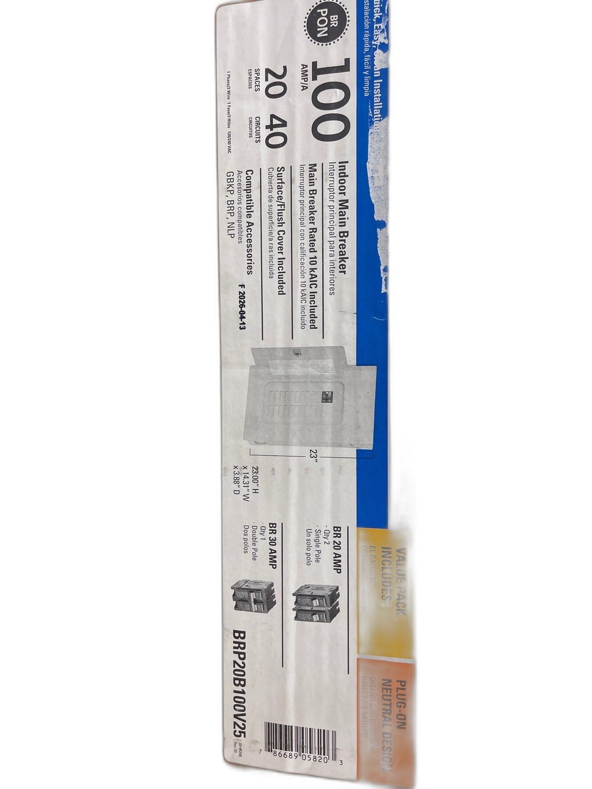 Eaton BR 100-Amp 40-Circuit 20-Space Breaker Load Center Value Pack with Cover