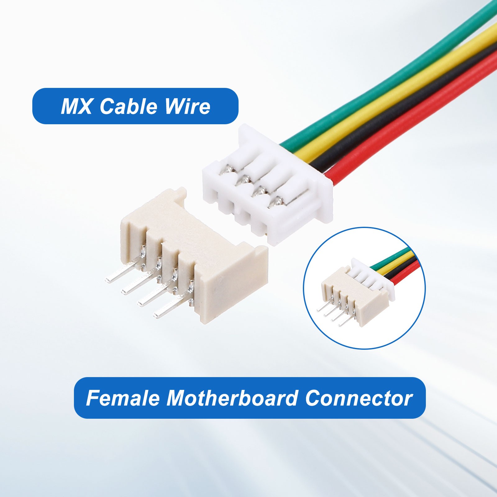10 Pcs MX 1.25mm 4 Pin Single Head Male Connector Plug with 28 AWG 150mm Wire
