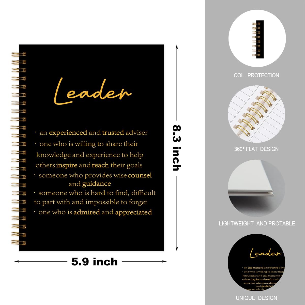 ZXAZXA 8.3×5.5 inch Spiral Notebooks 160 Pages Journal 6»W x 8.26»L, Leader